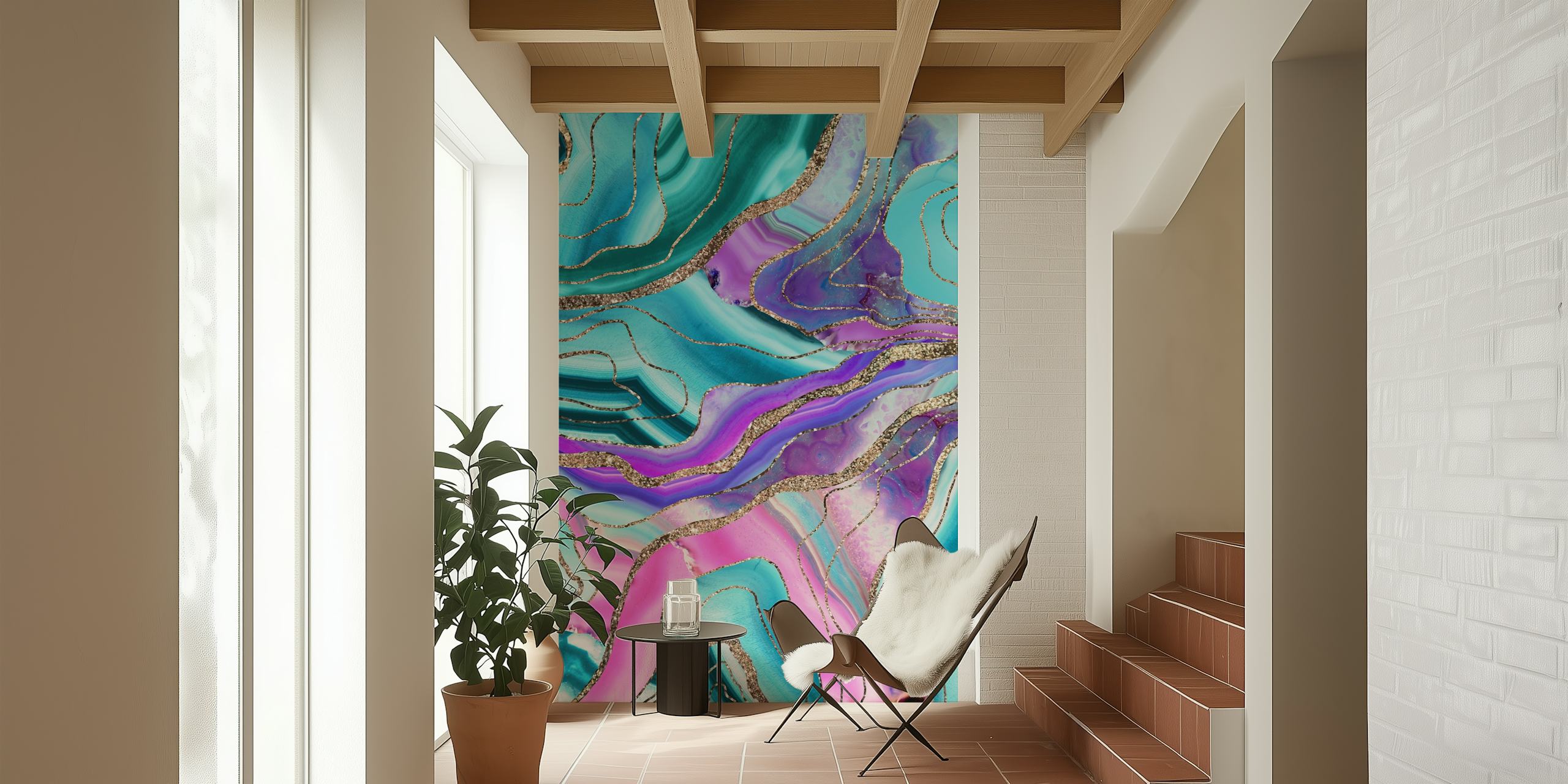Unicorn Mermaid Agate Glam 1 tapeta w pokoju