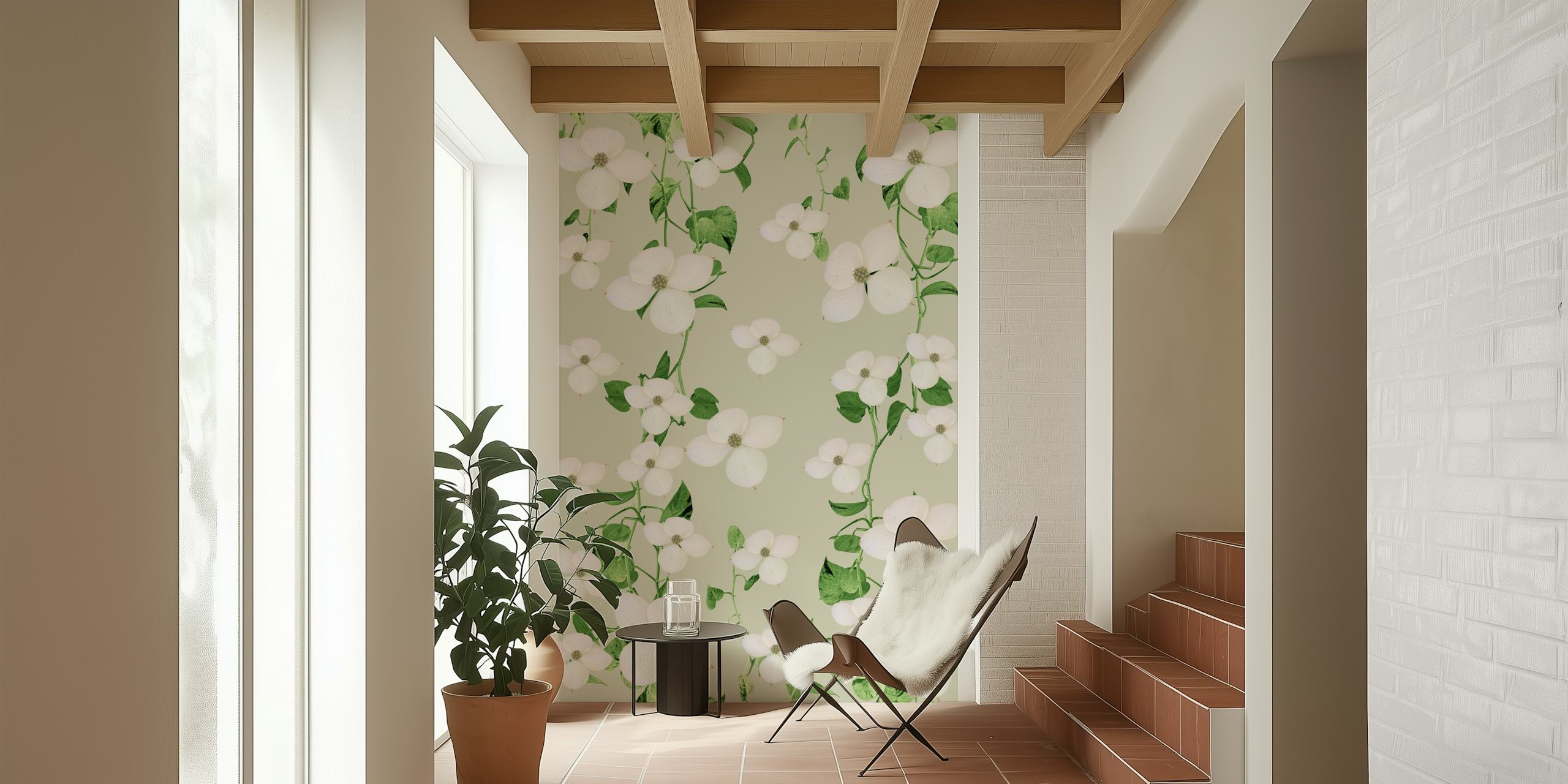Golden Pothos Ivy Flower tapet i et rom