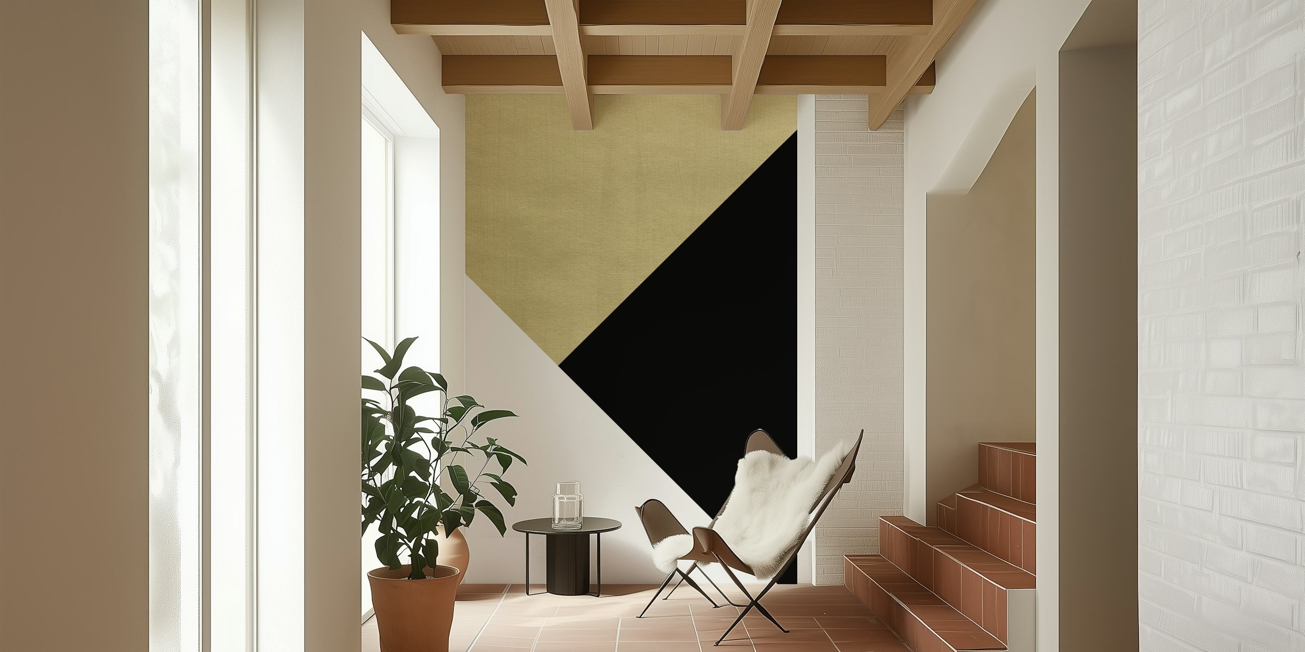 Geometric wallpaper in a room