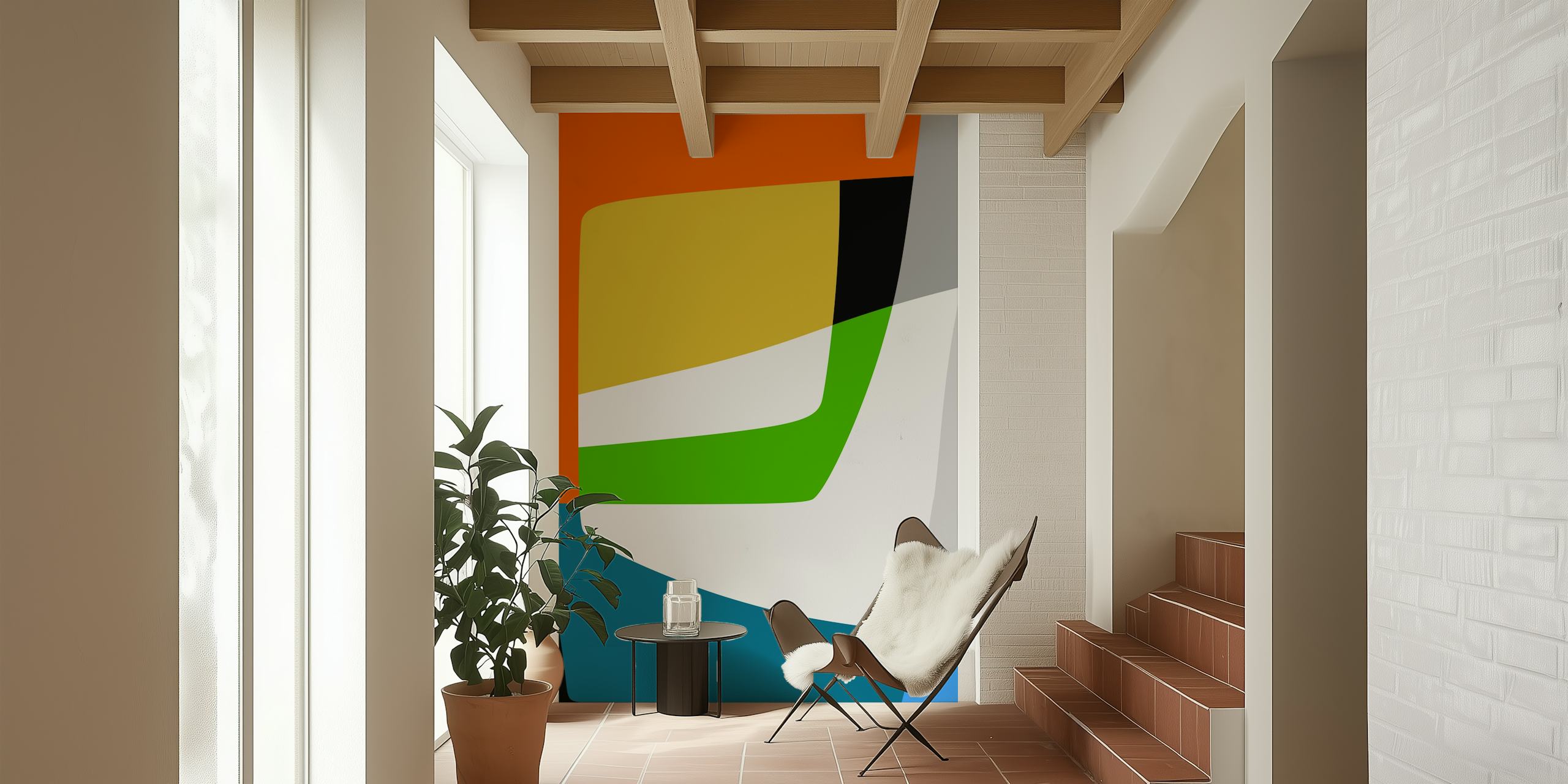 Preklapajući dijelovi 15 geometrijski zidni mural s nizom šarenih oblika