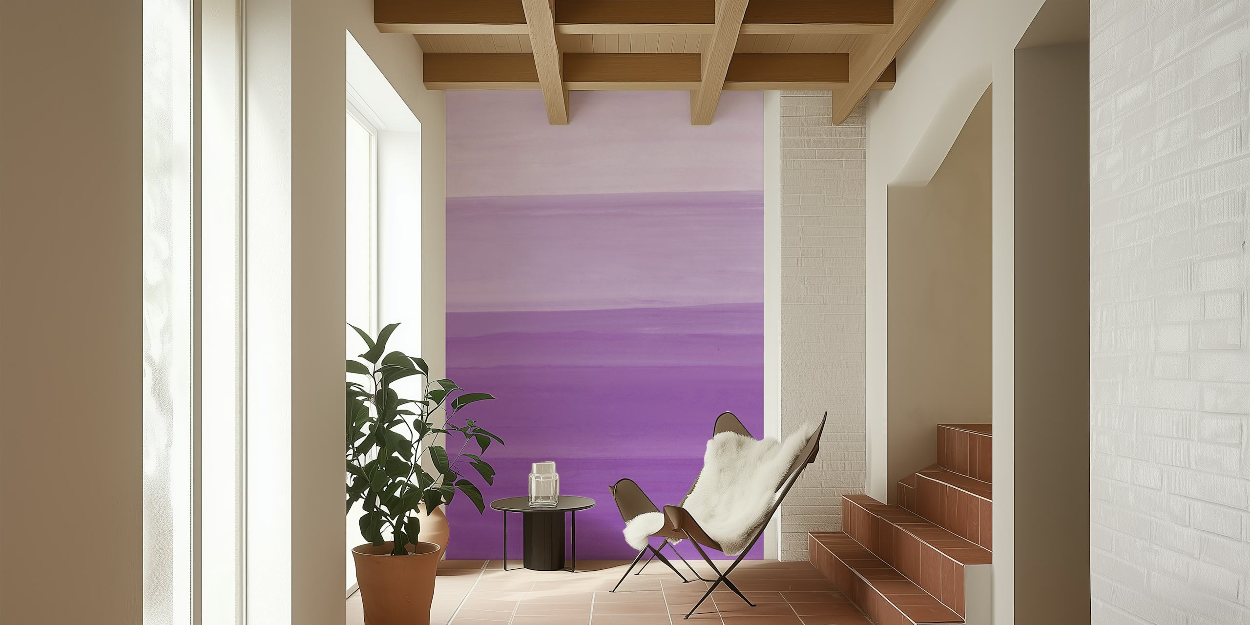 Τοίχος τοιχογραφίας Purple Watercolor με ήρεμο σχέδιο διαβάθμισης