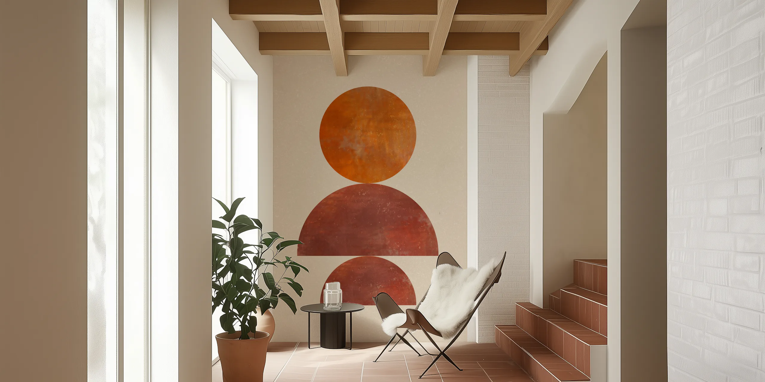 Rusty Boho Abstract Circle Wallpaper