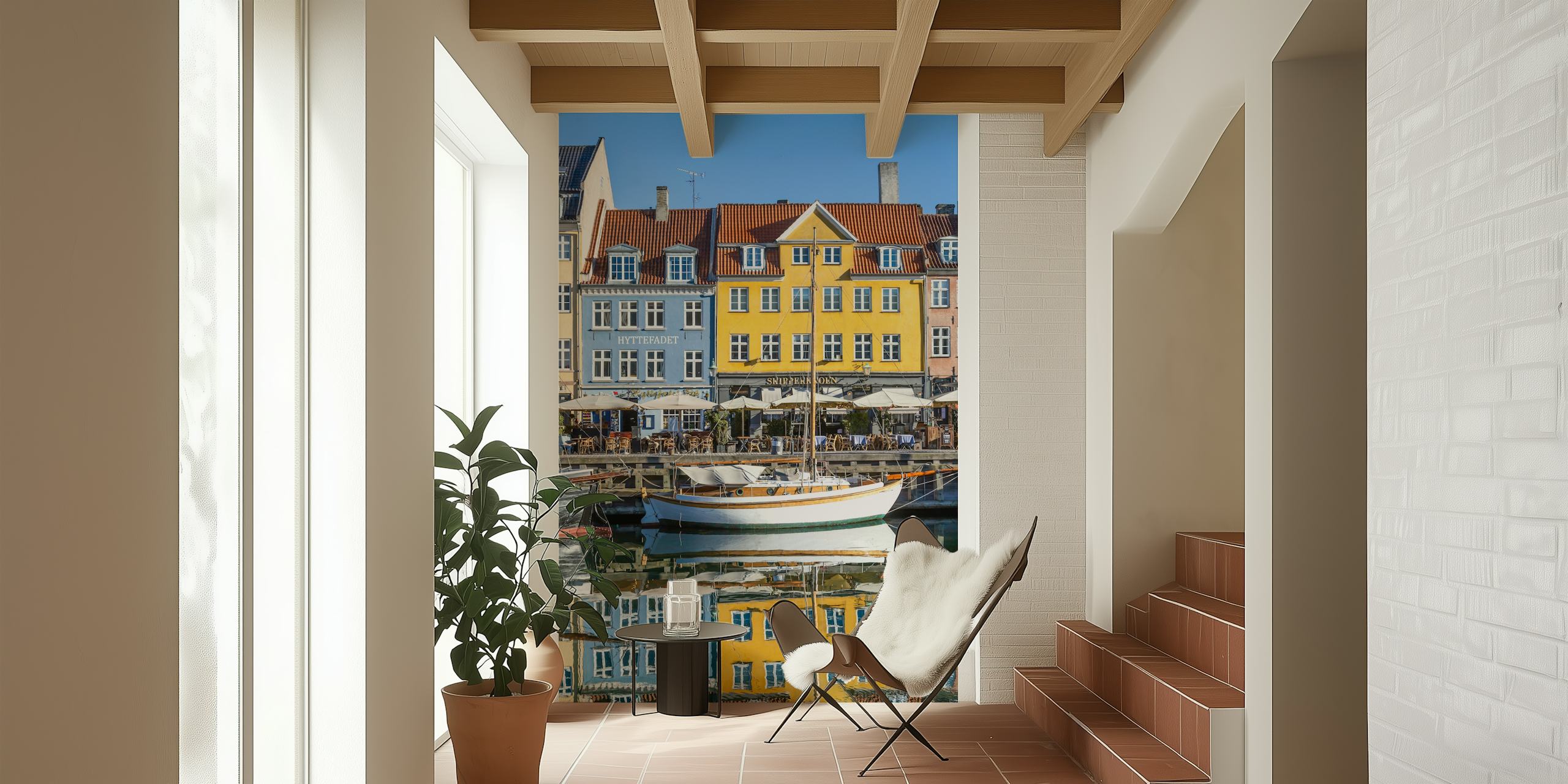 Copenhagen Nyhavn Design Della Carta Da Parati In Una Stanza