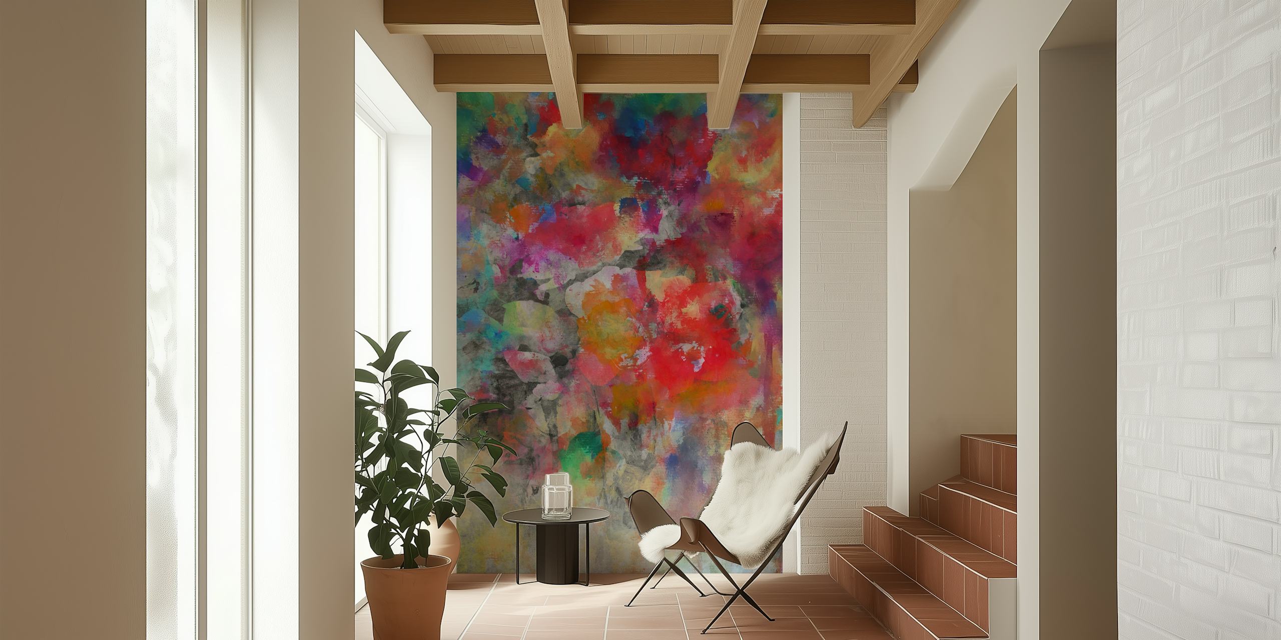 Colorful watercolor floral pattern with vibrant hues wallpaper