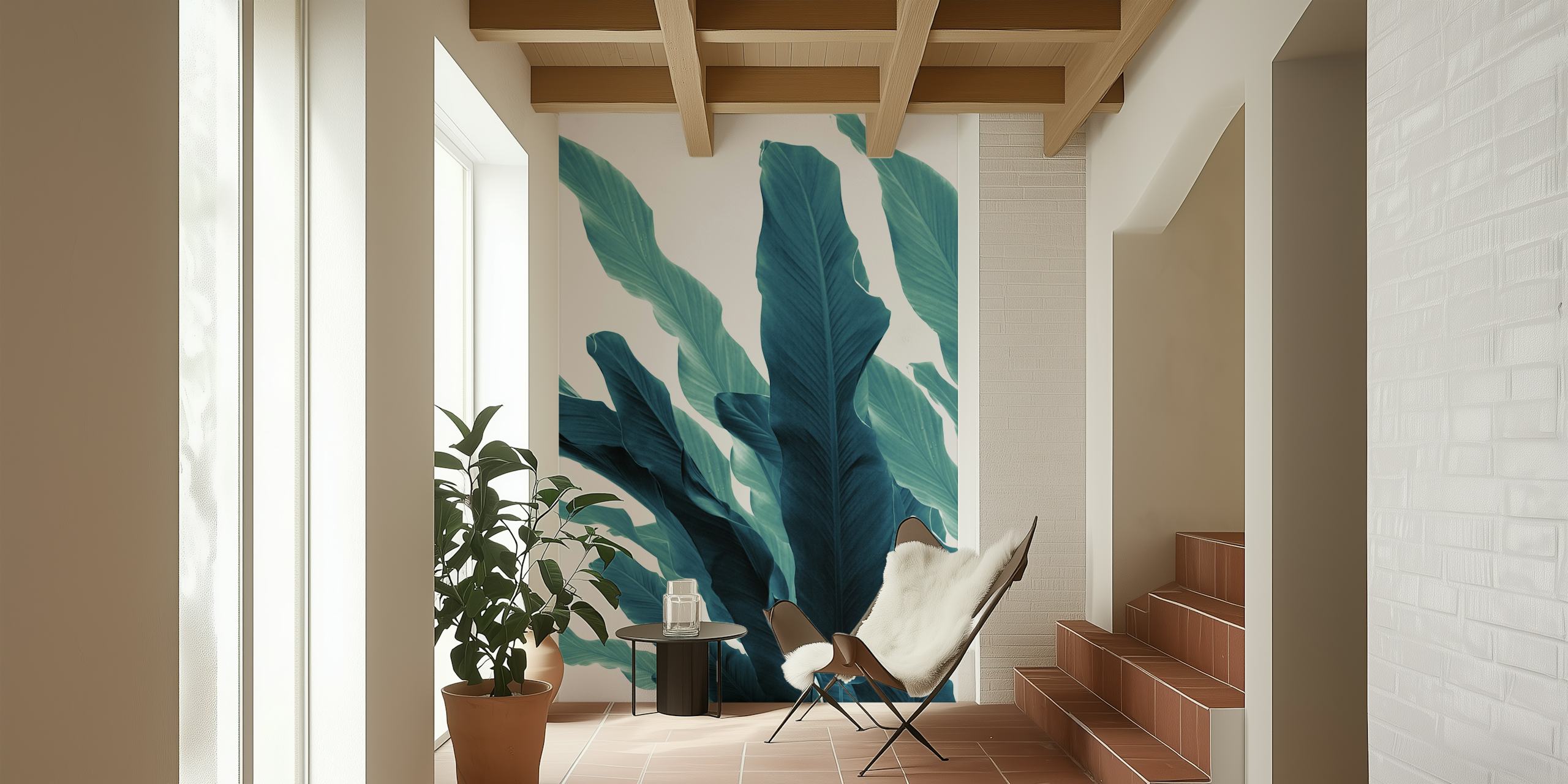 Banana Leaves Jungle wallpaper in interior setting