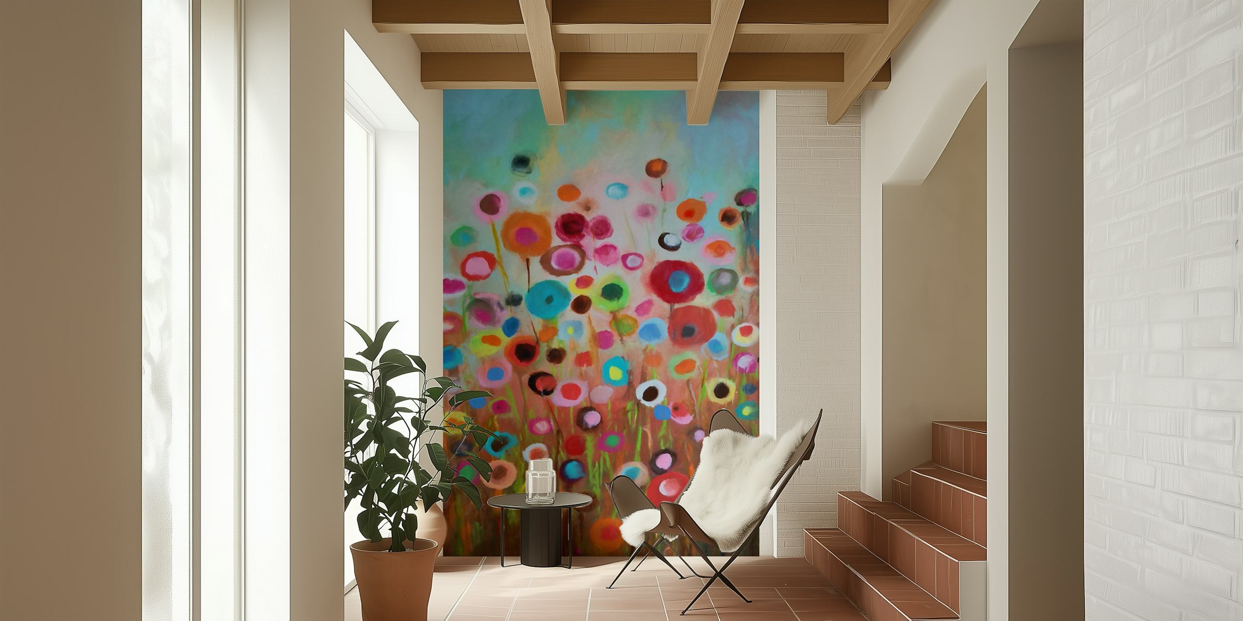 Χρωματιστός τοίχος Living Flower Garden Painting