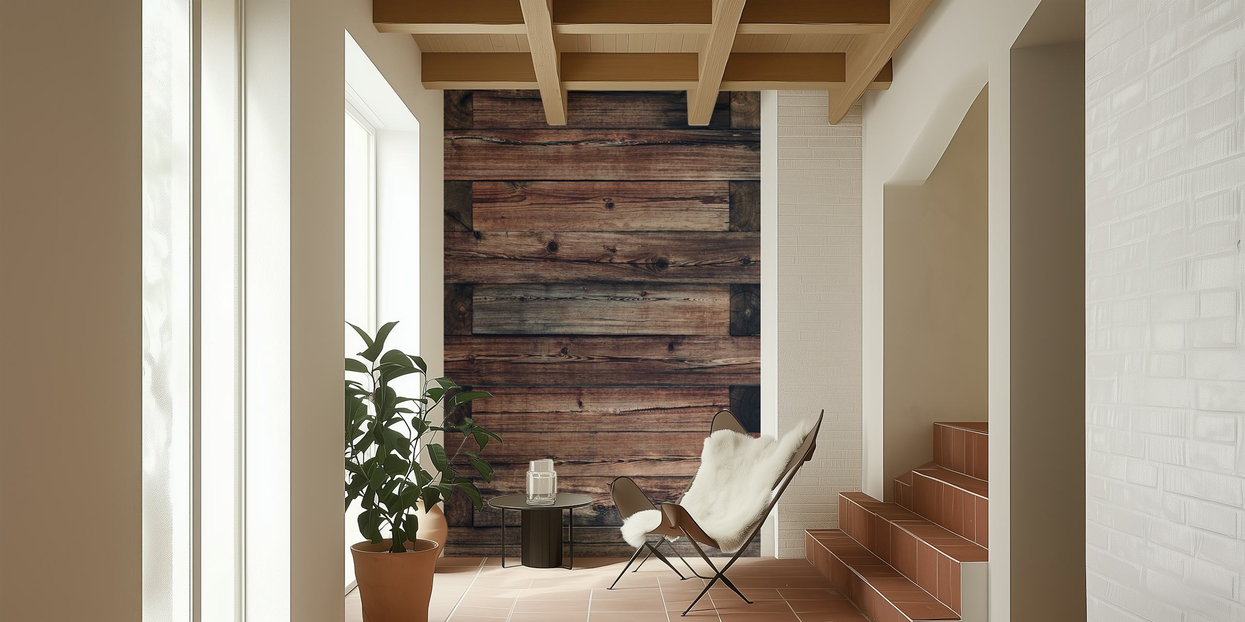 Wood Wall wallpaper in a cozy room