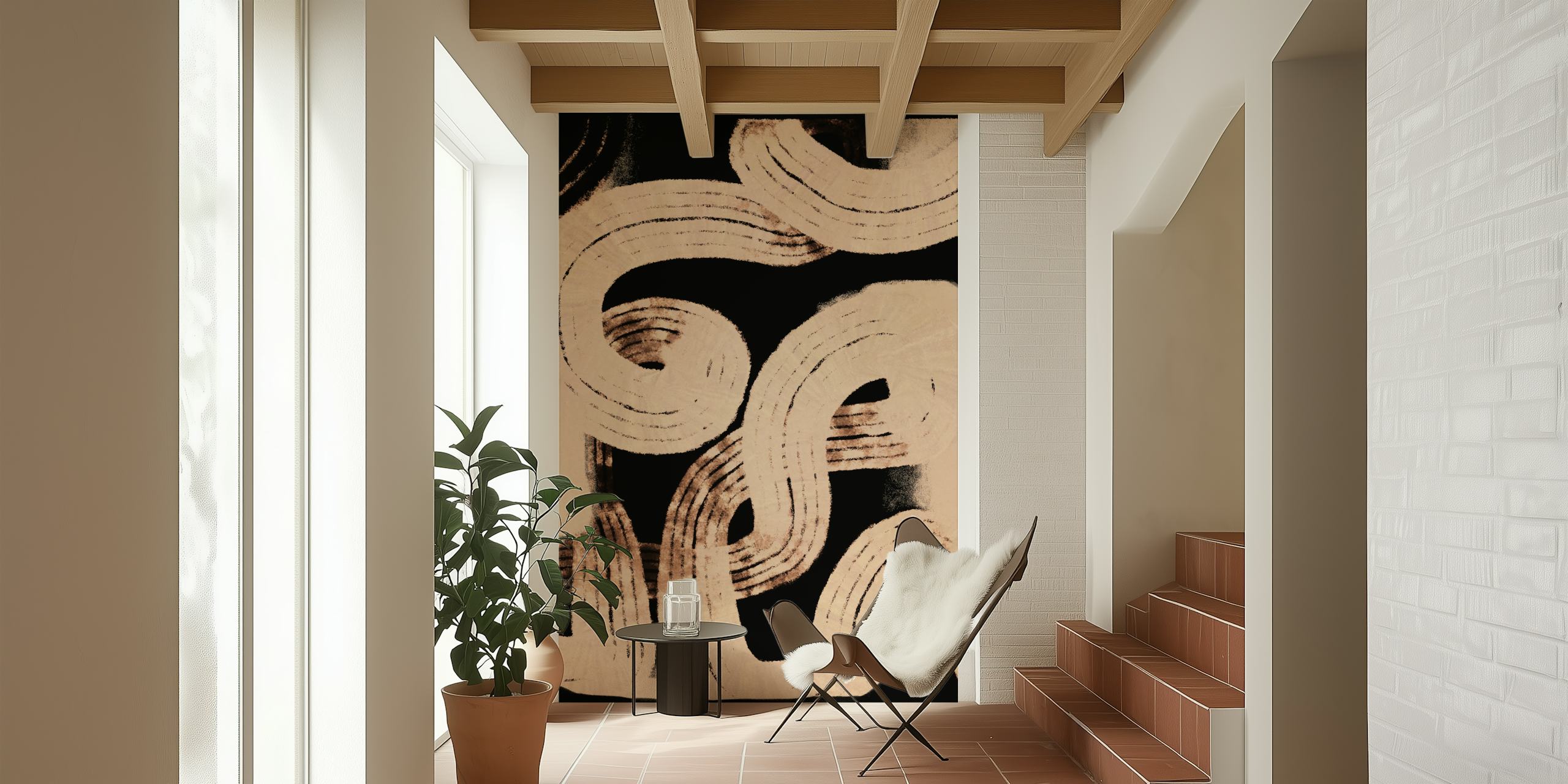 Paths wallpaper design in a room