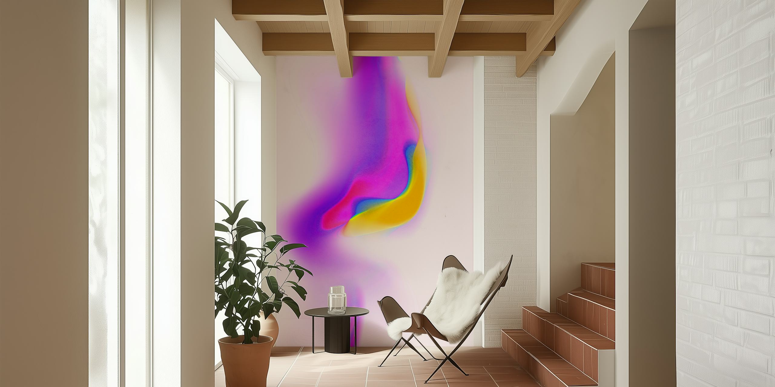 Abstract papel de parede colorido em um quarto