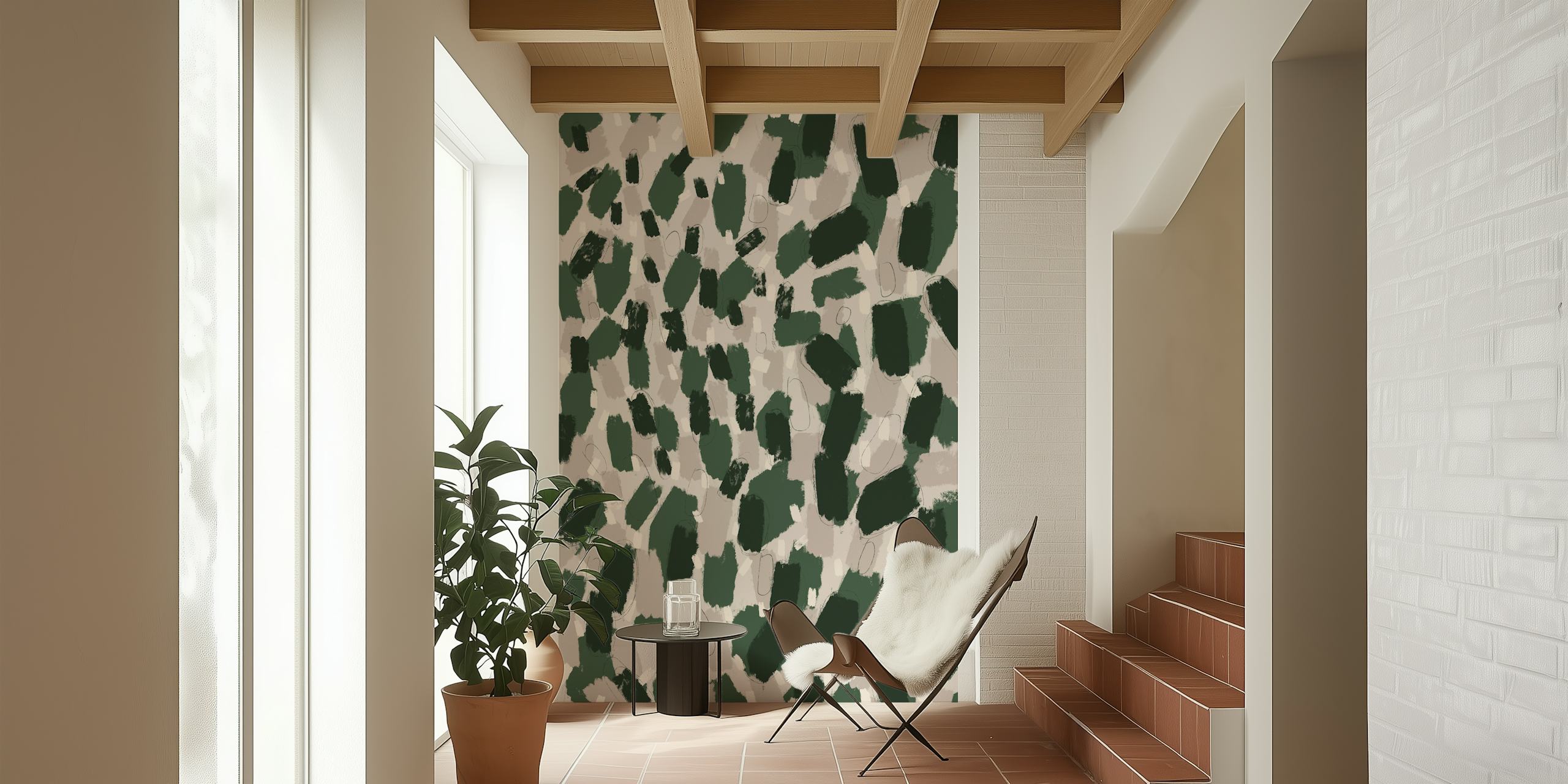Green Dabs wallpaper in a modern room