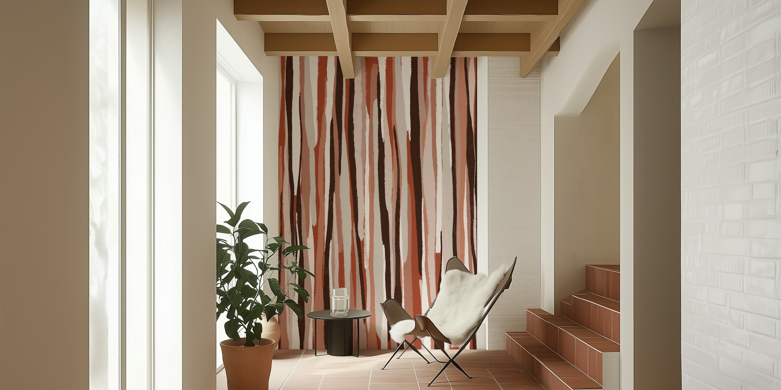 Pastel thin stripes in muted tones on wallpaper