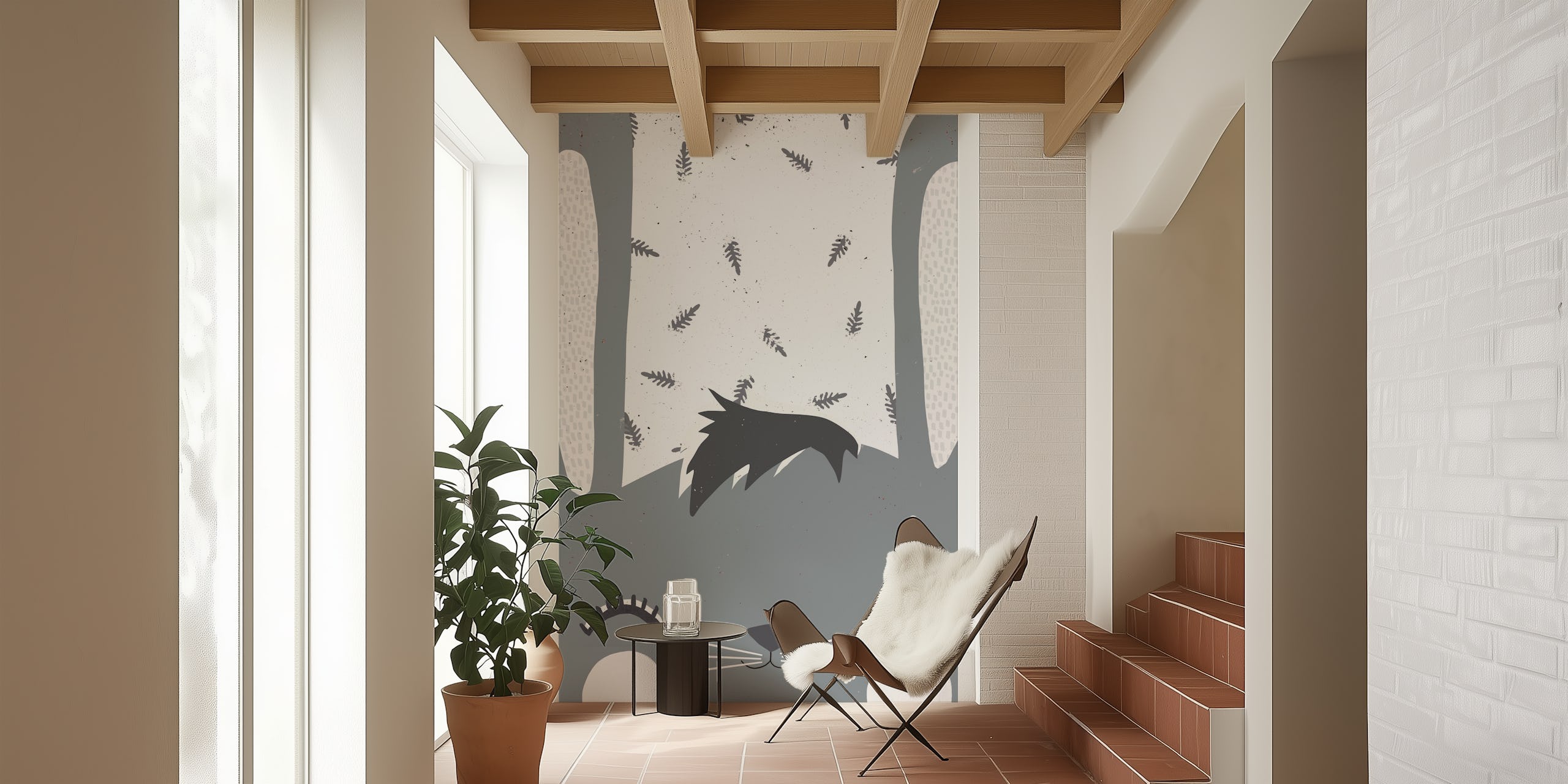 Little Bunny wallpaper weergegeven in een kamer
