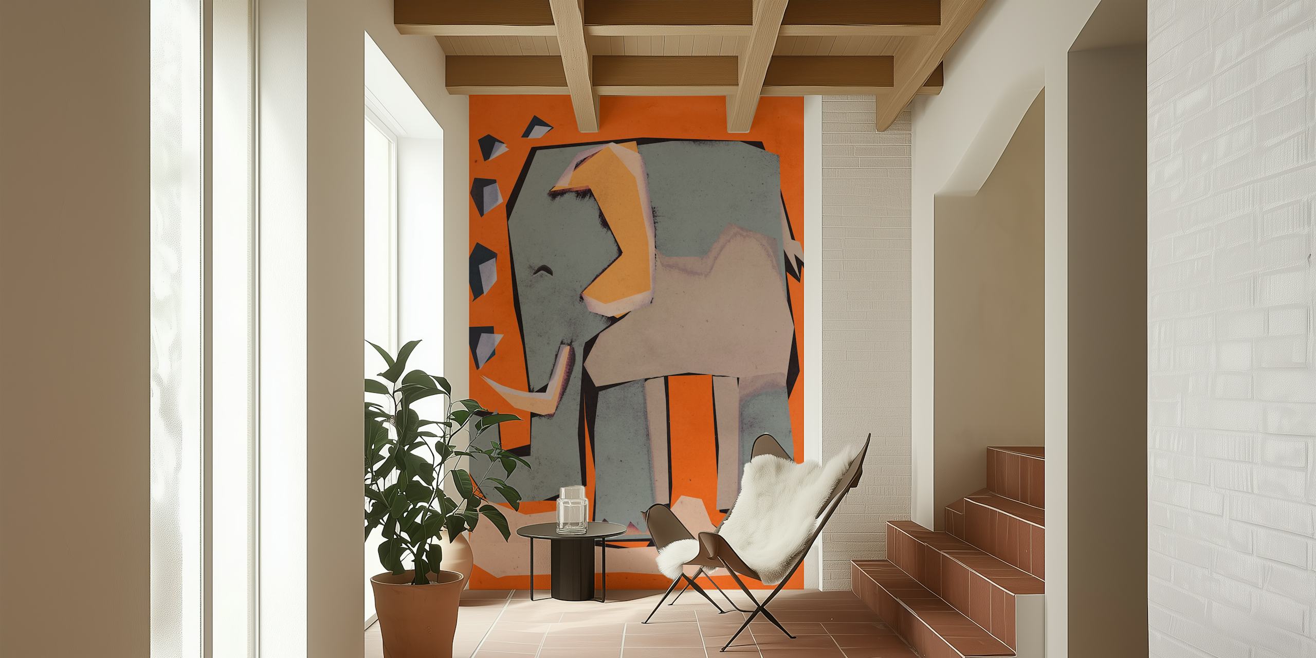 Design tapety Happy Elephant w pokoju