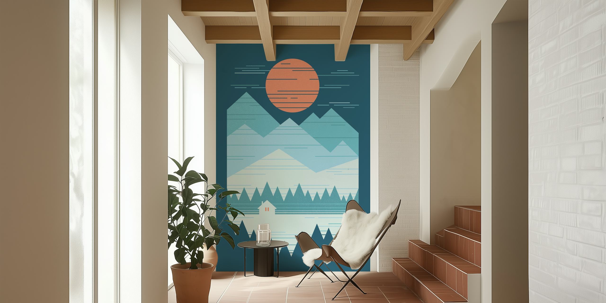 Cabin In The Snow design de papier peint