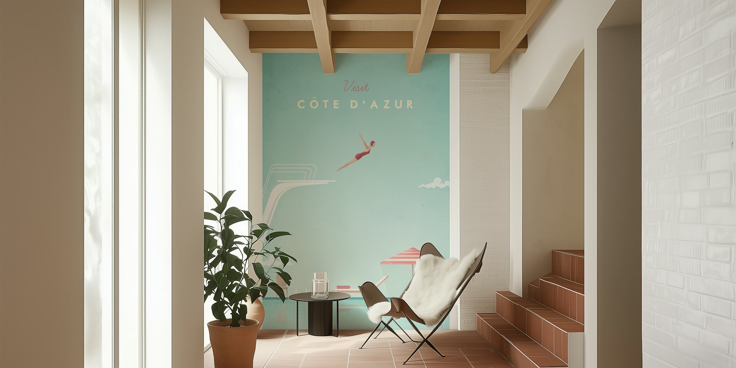 Diver Travel Poster wallpaper in a room
