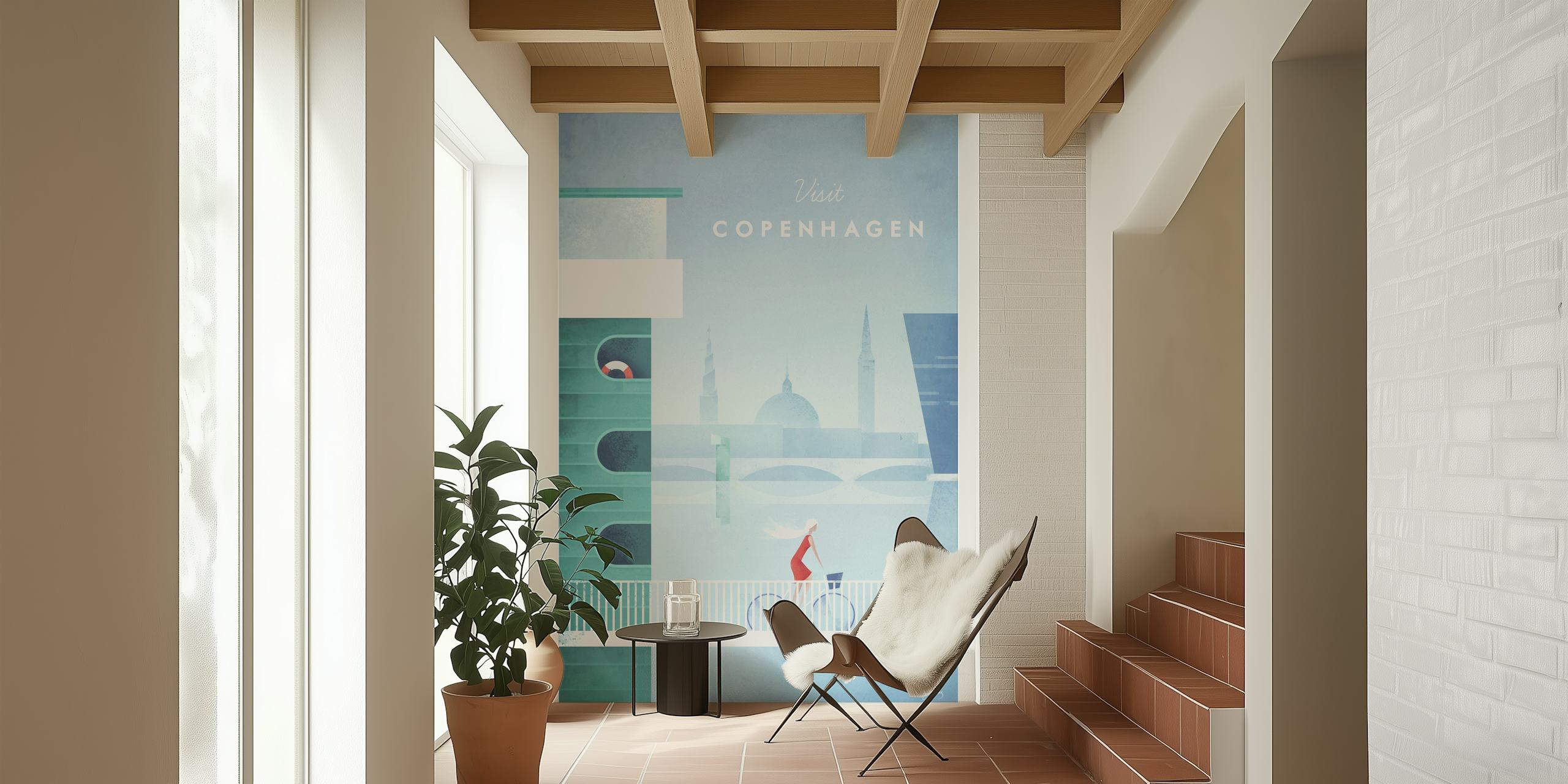 Ταπετσαρία Copenhagen Travel Poster σε ένα δωμάτιο