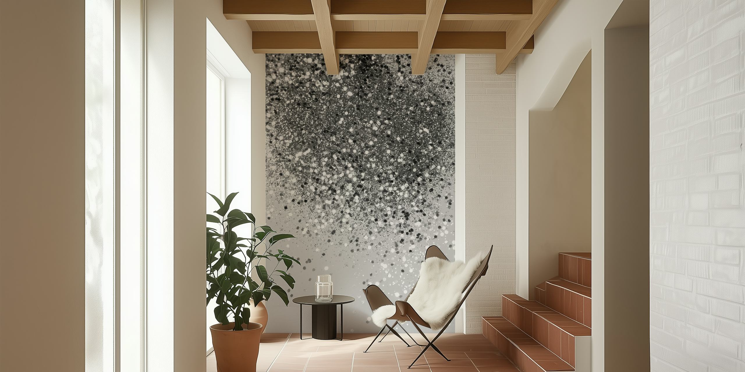 Silver glitter design on gray background wallpaper