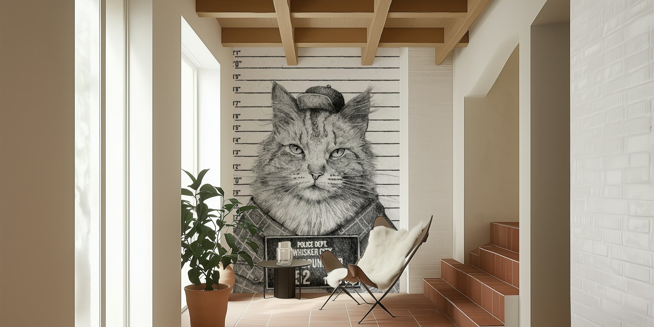 Fototapete „Maine Punisher“ mit Katzendetektiv und Fahndungsfoto