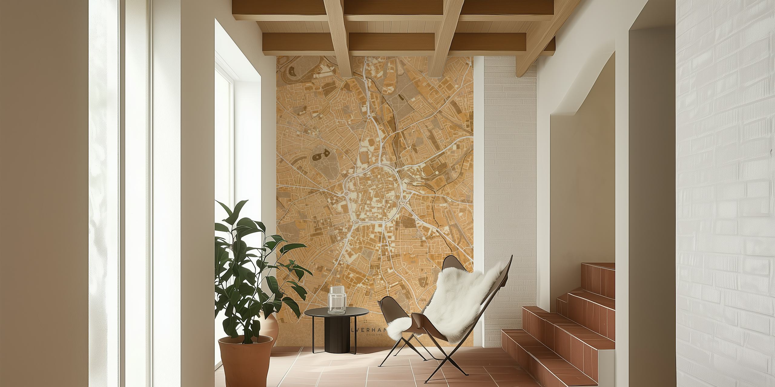 Vintage sepia map of Wolverhampton, England wallpaper
