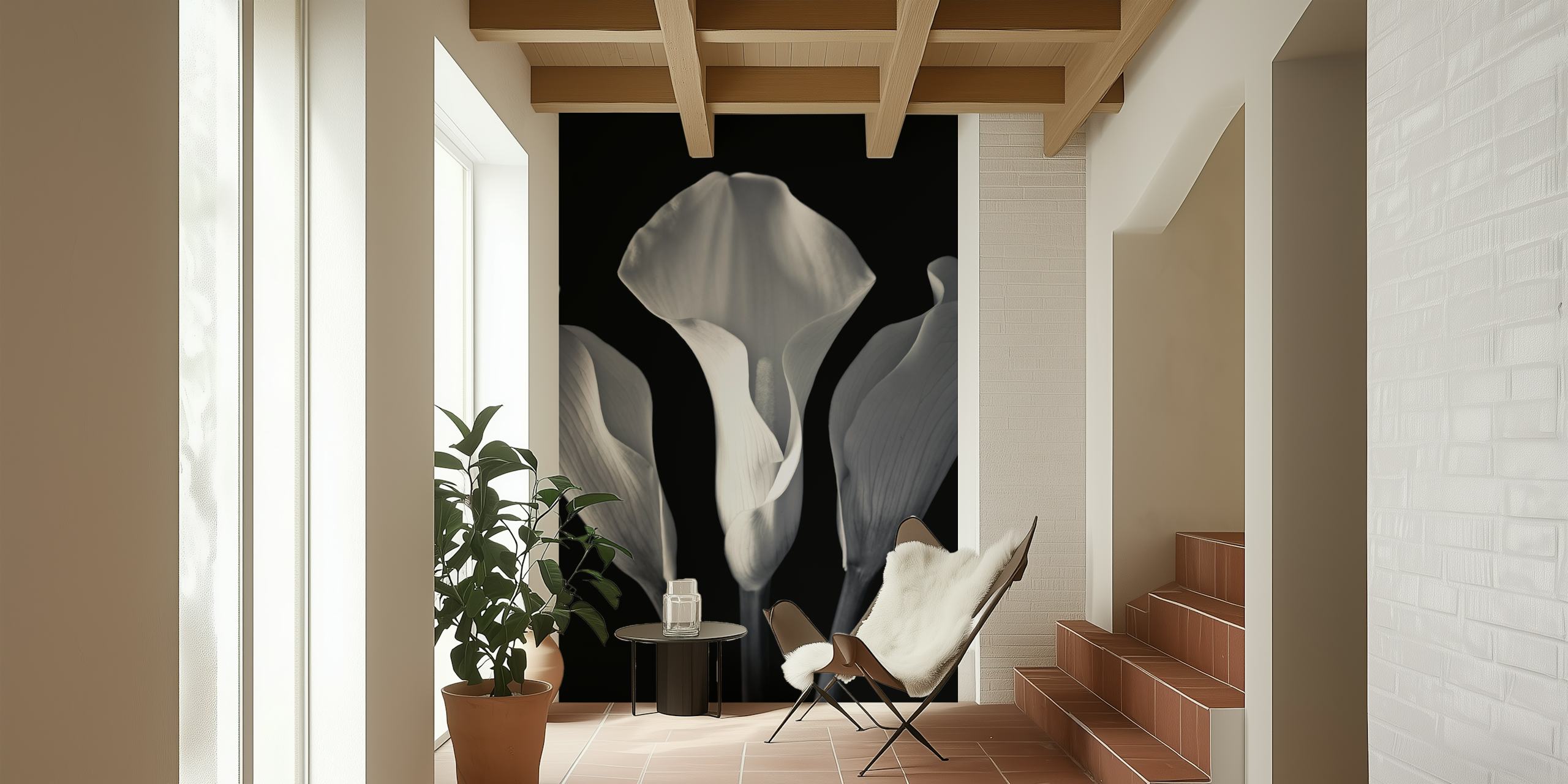 Harmonious Bloom λουλουδάτη ταπετσαρία σε ένα δωμάτιο