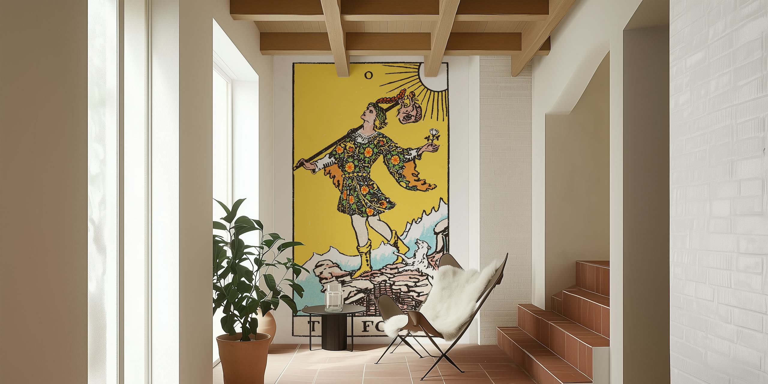 The Fool tarot tapet i et rom