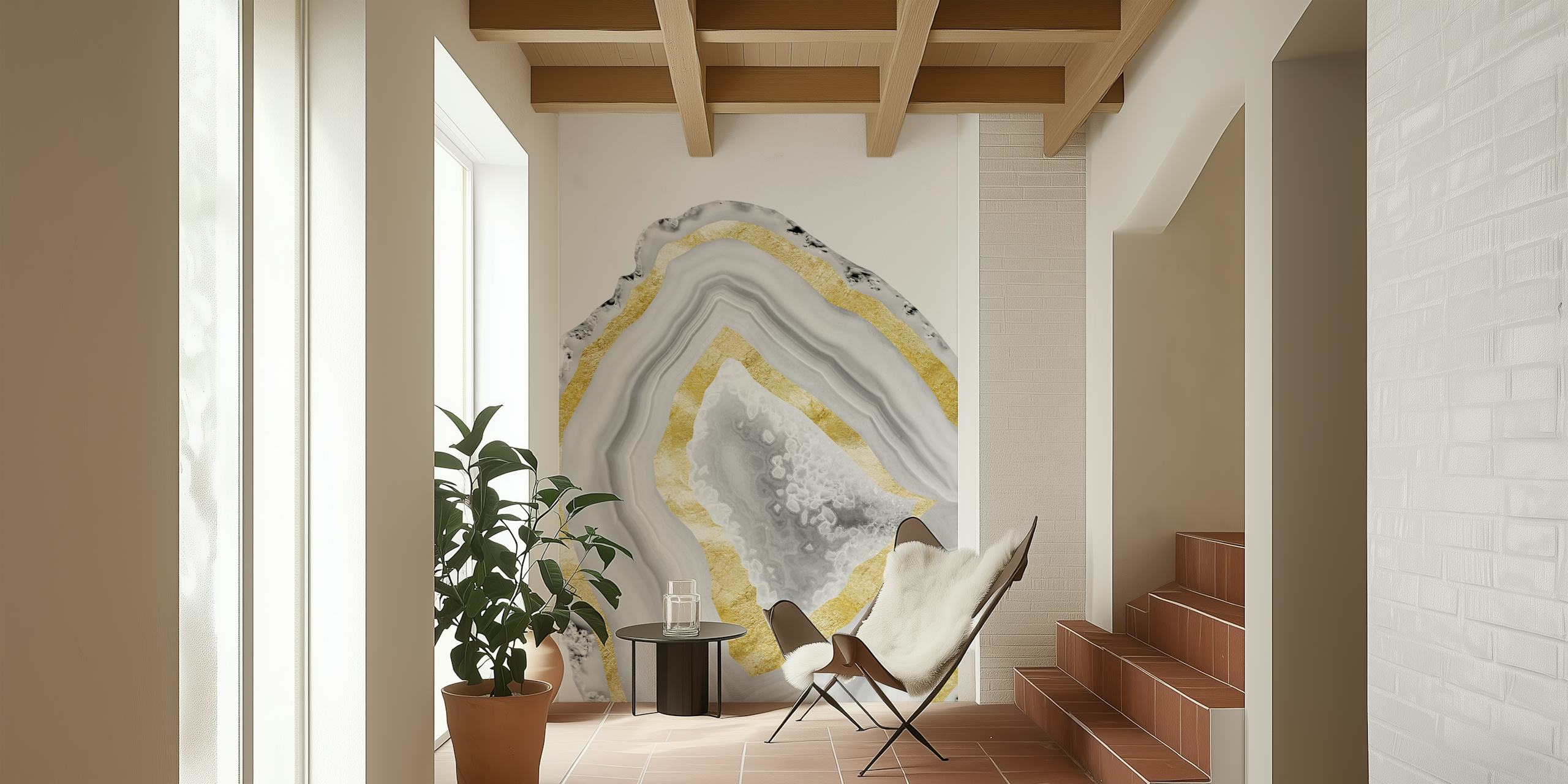 Agate Gold Foil Glam 3 wallpaper in a room