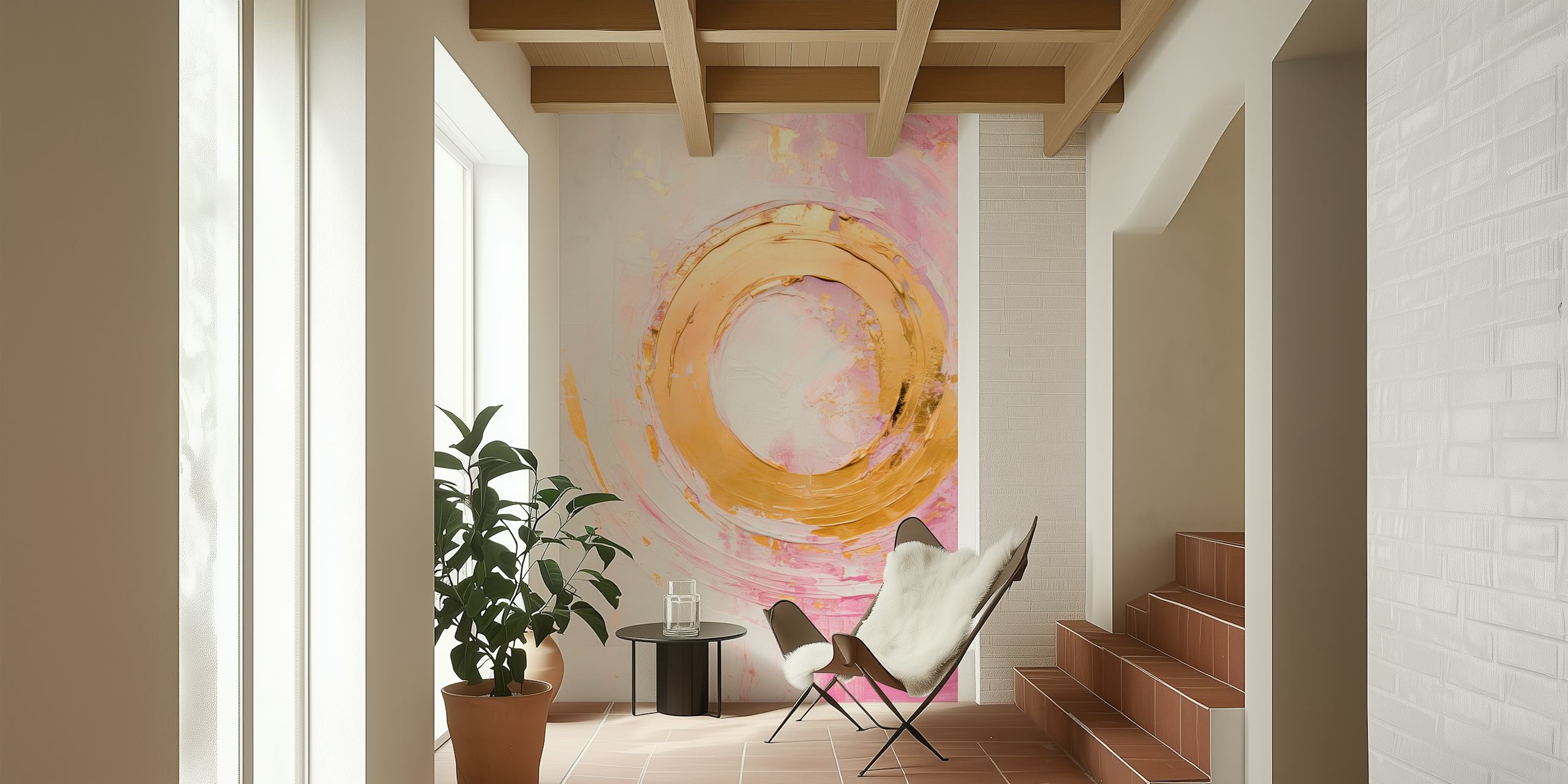 Fototapeta Abstract Art Awakening s růžovými a zlatými víry