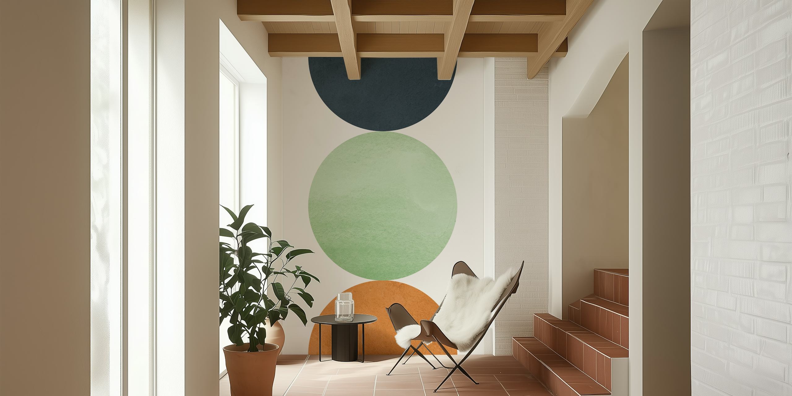 Wallpaper Colored circles esposto in una stanza