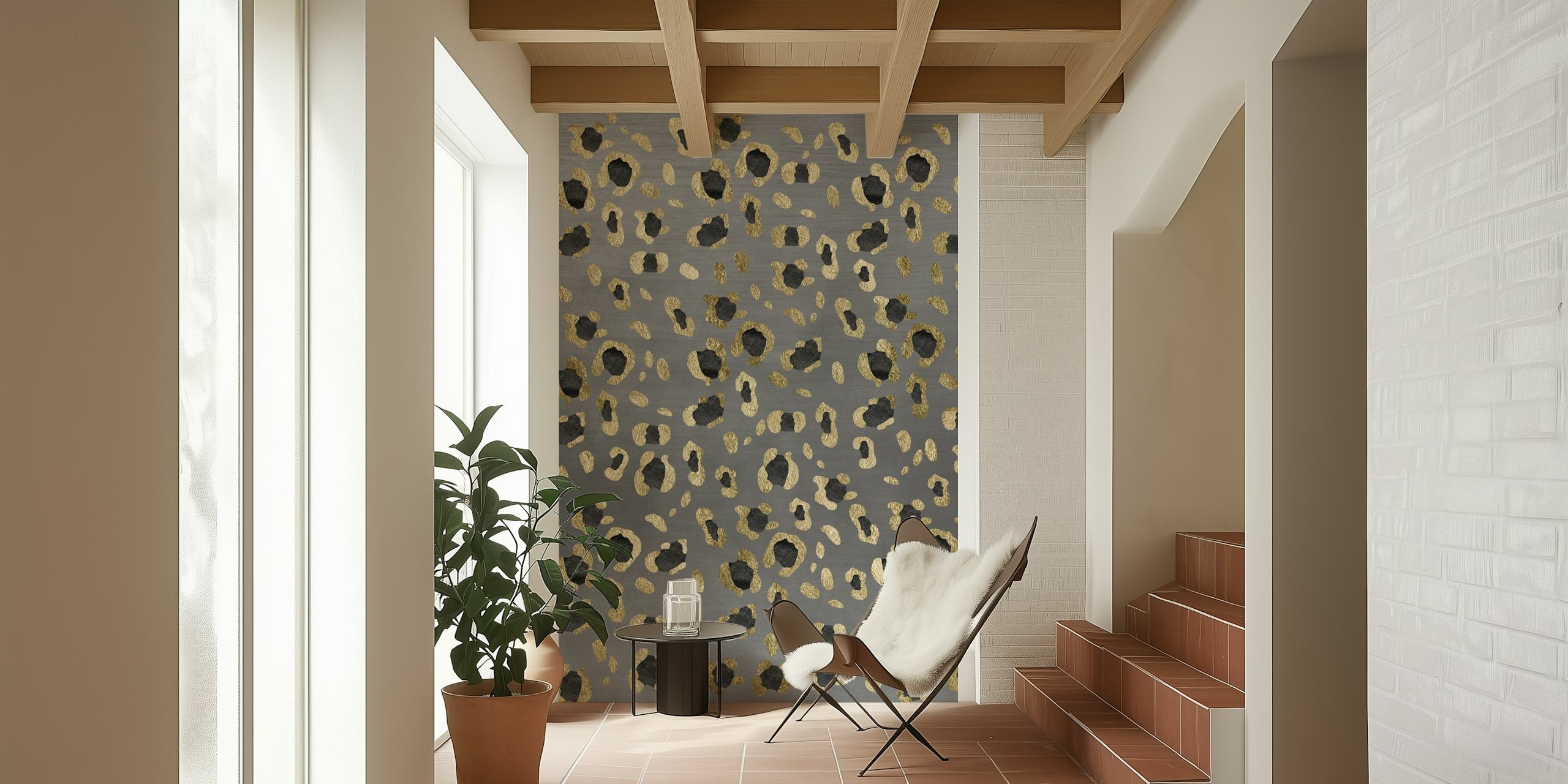 Leopard Animal Print Glam 4 wallpaper in a room