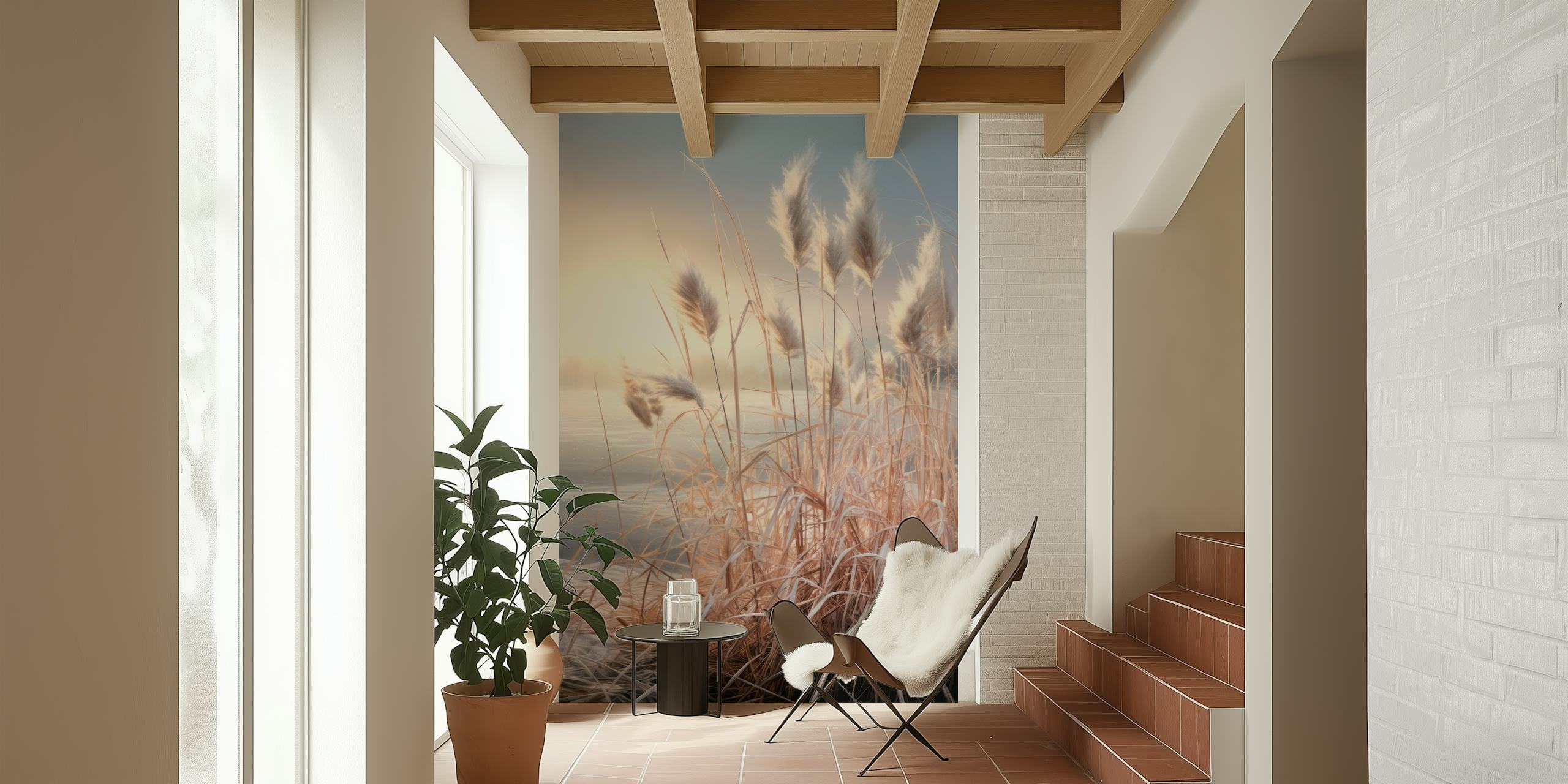 Carta da parati Pampas grass dune in una stanza