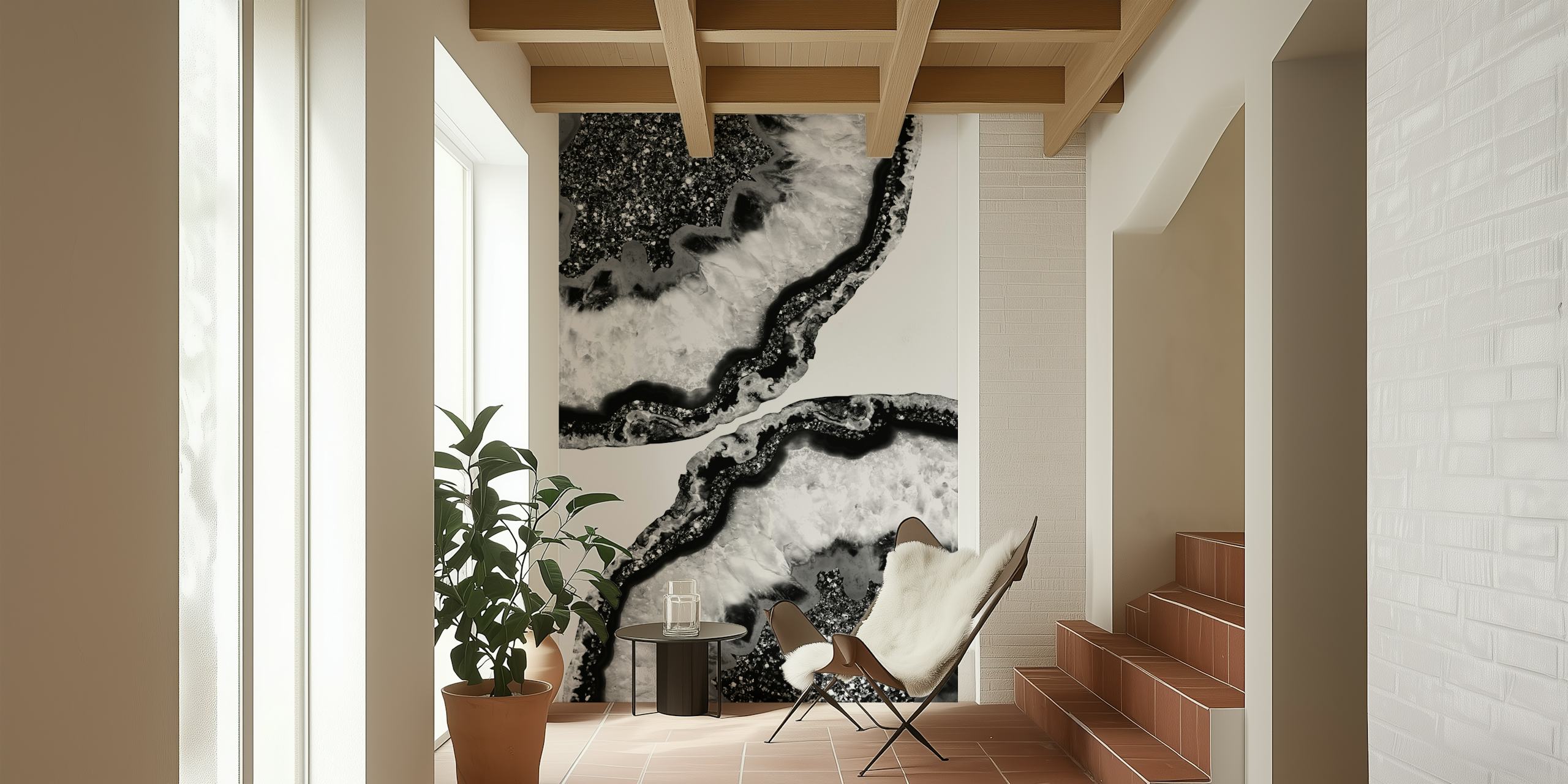 Yin Yang Agate Glitter Glam papel de parede em um quarto