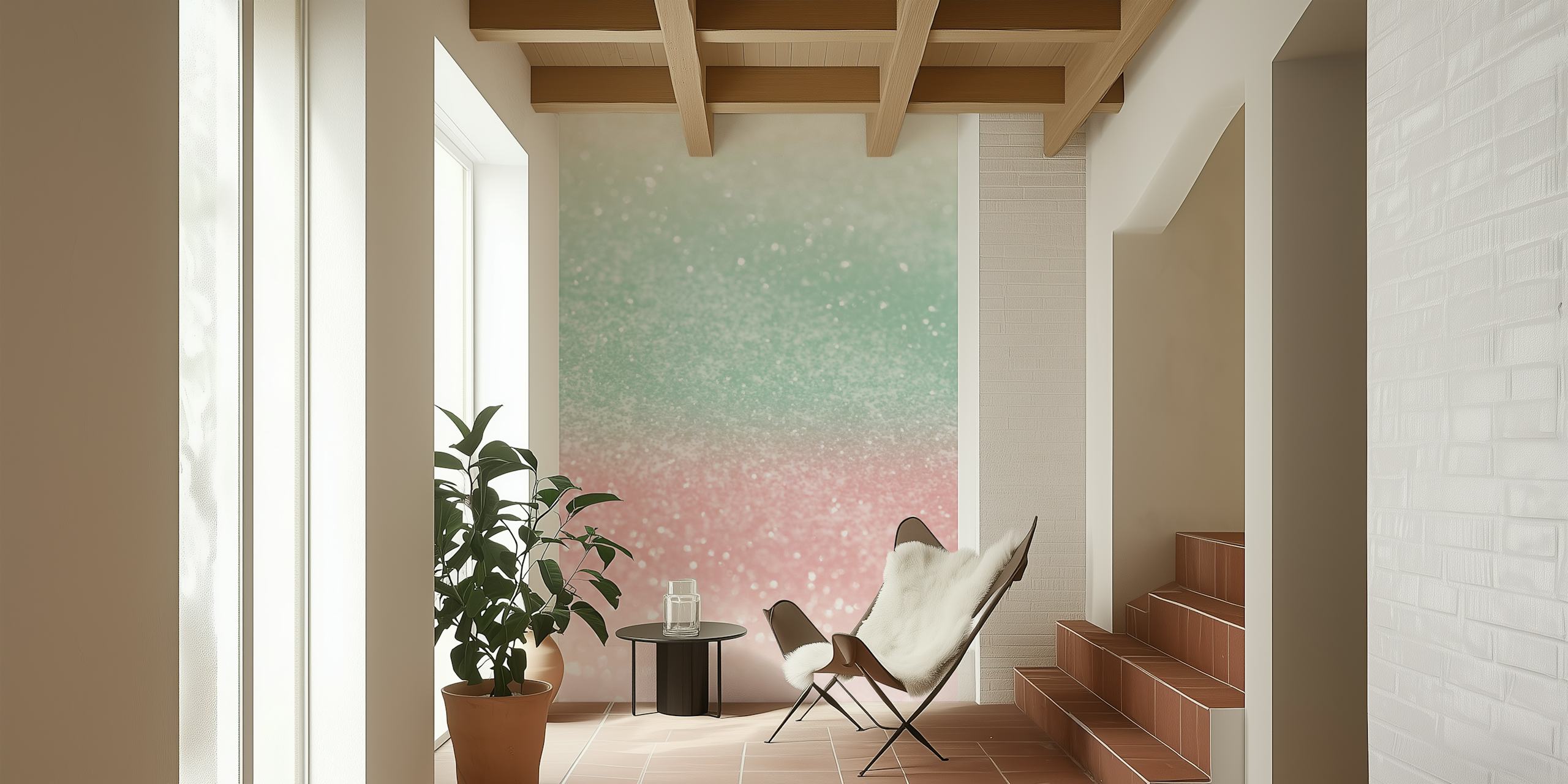 Pastel Summer Glitter wallpaper in a room