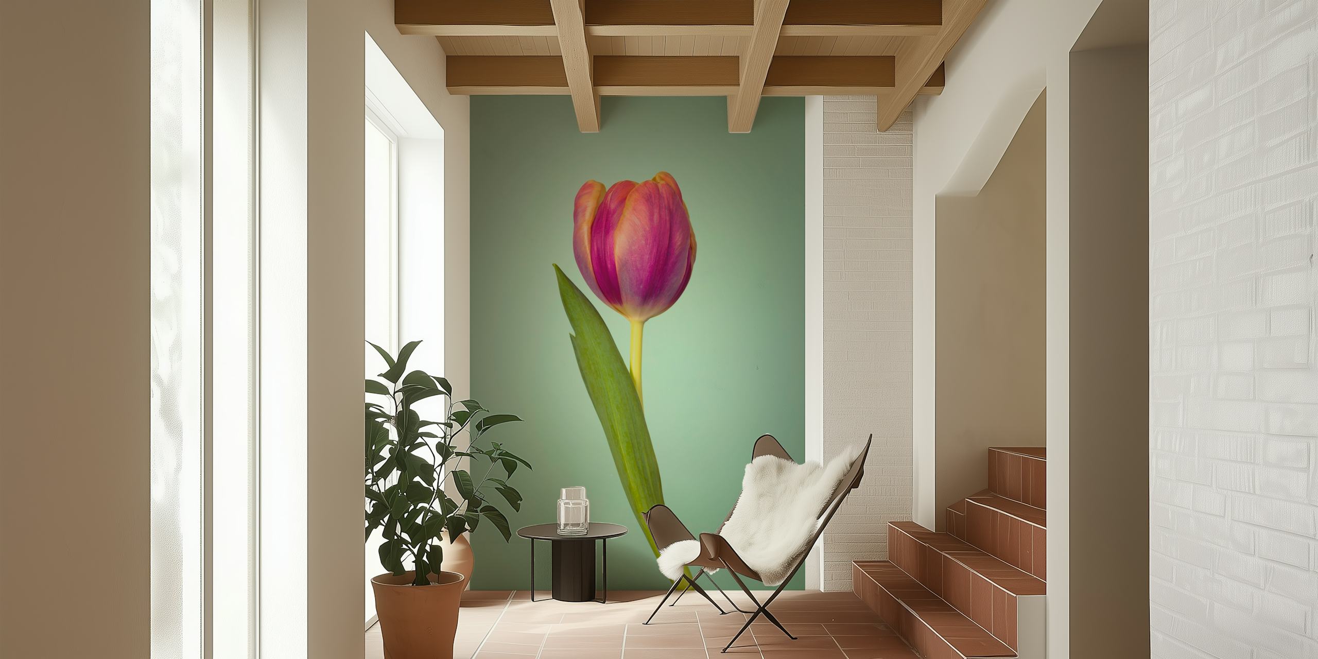 Single Tulip Flower tapet i et rom