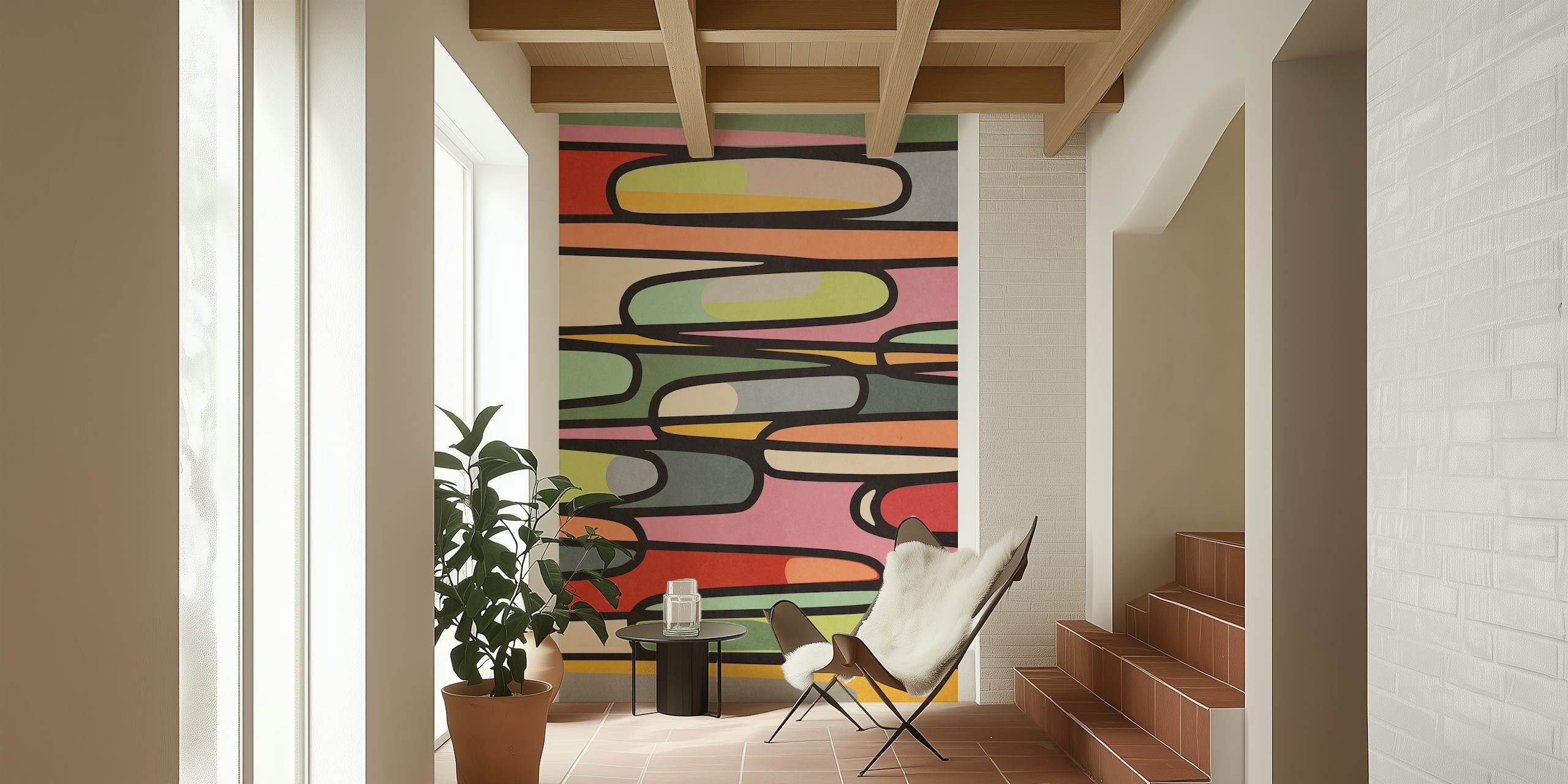 Colorful Avenues 1 wallpaper displayed in a room