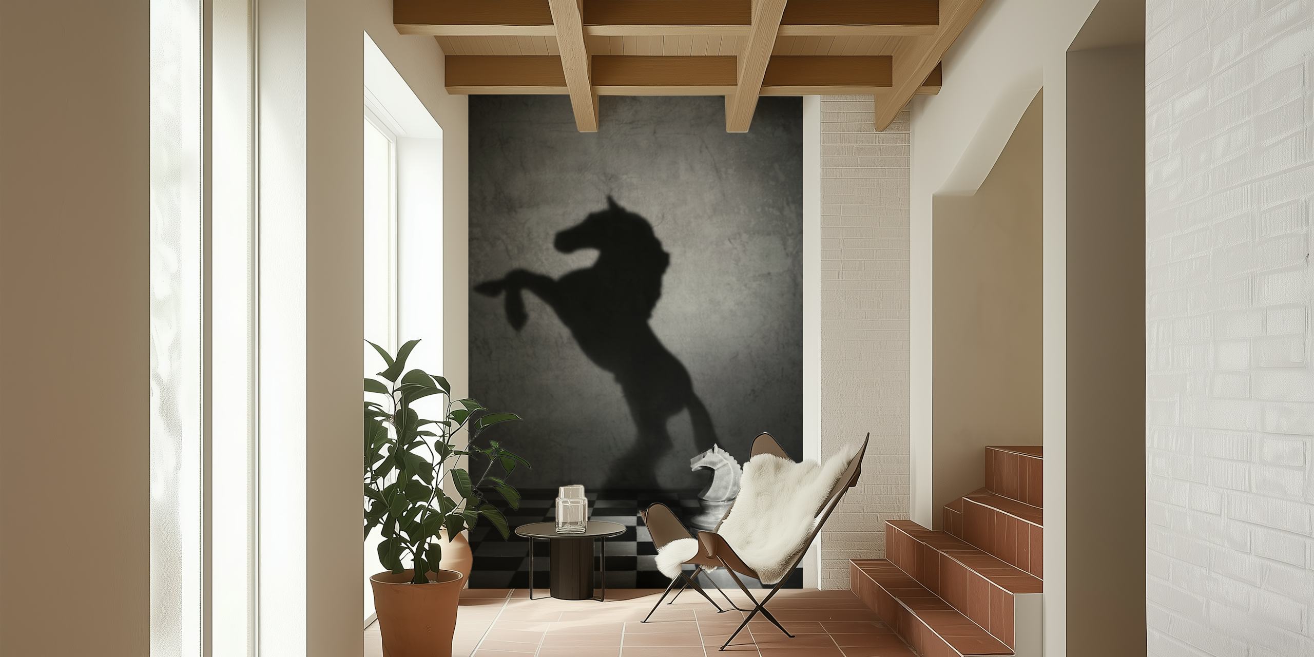 Papier peint ombre silhouette Mustang