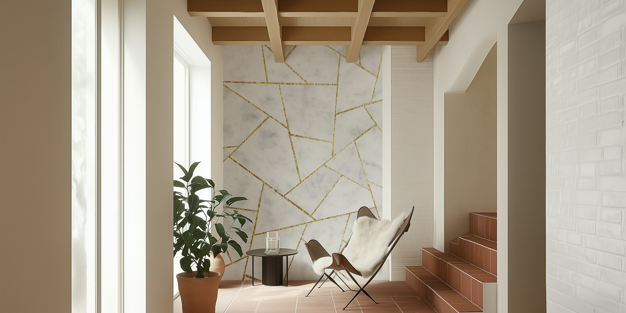 Design tapety White Marble Gold Geometric