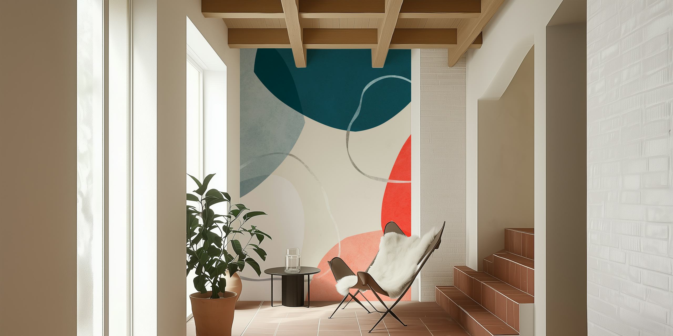 Colorful abstract shapes papel de parede em um quarto