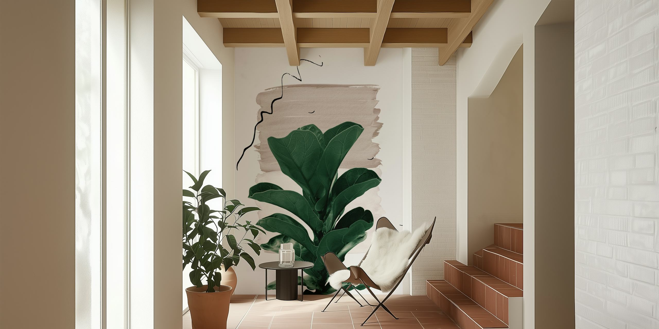 Fiddle Leaf Naturelle 1 Tapete in einem Zimmer