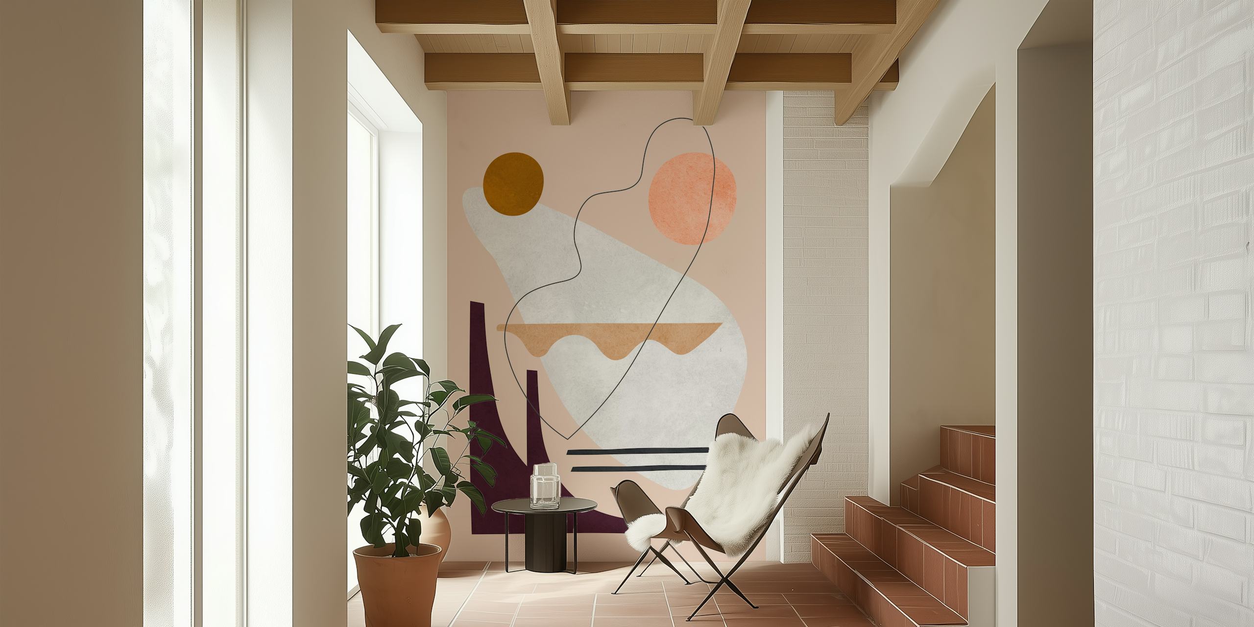 Expressive drawing Tapete in einem modernen Zimmer