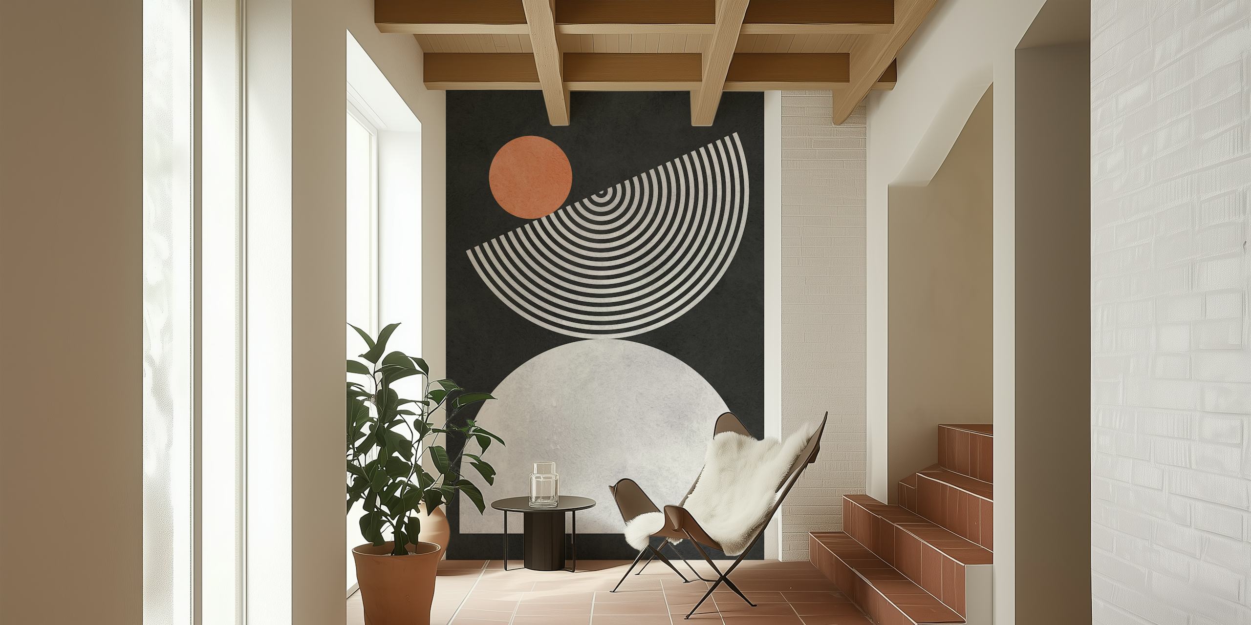 Papel de parede Lines and circles em uma sala moderna