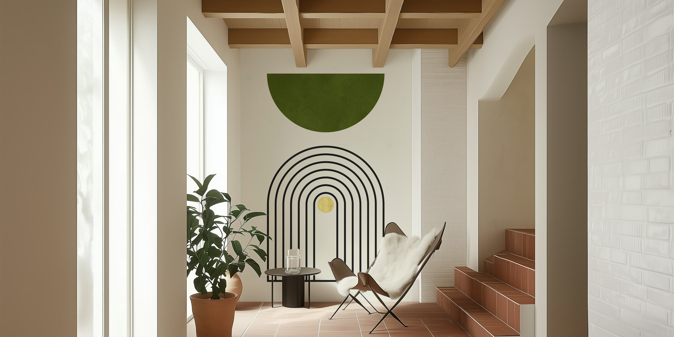Ταπετσαρία Watercolor circles που εμφανίζεται σε ένα δωμάτιο