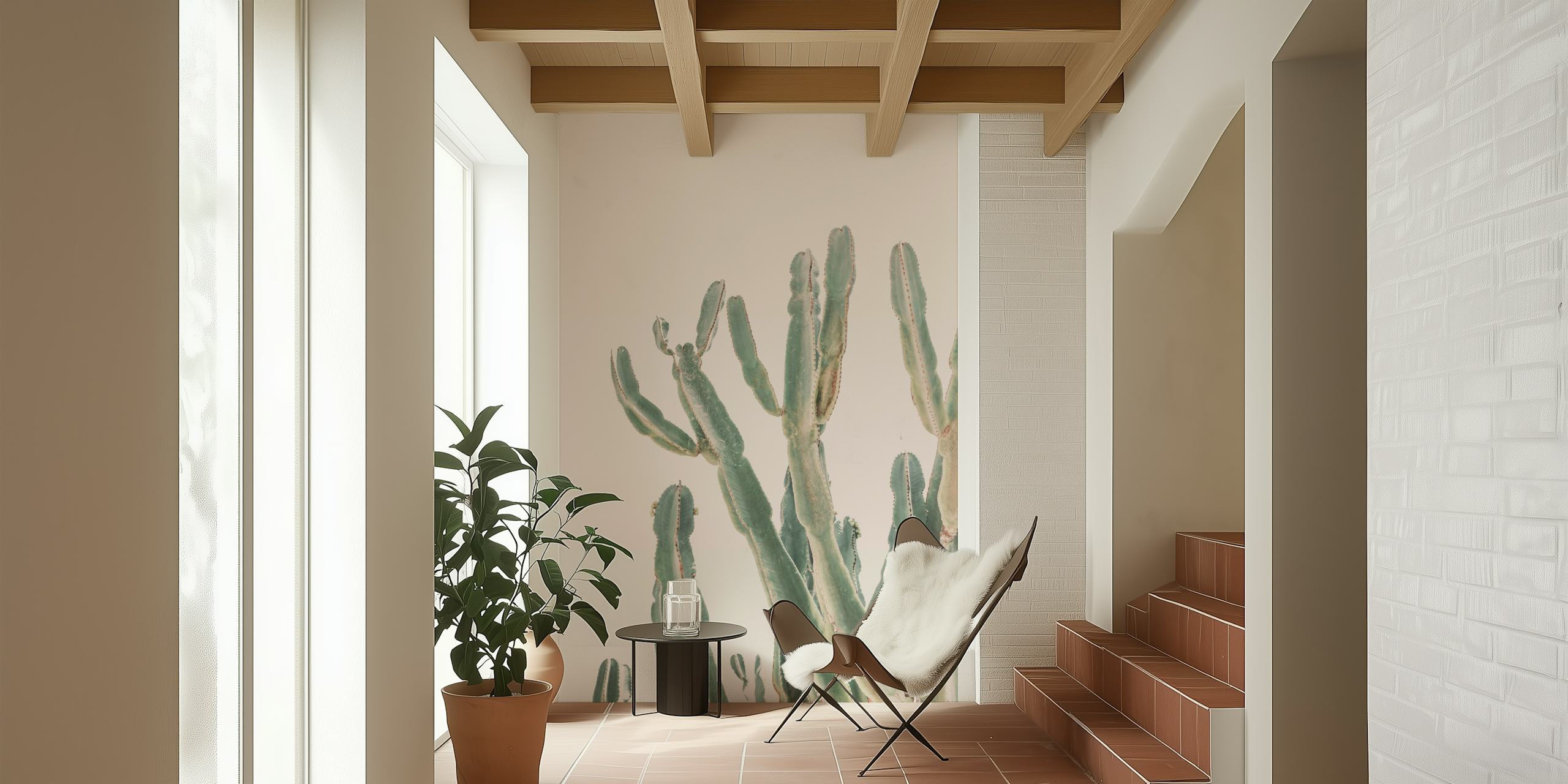 Sunrise cactus tapet i et rum
