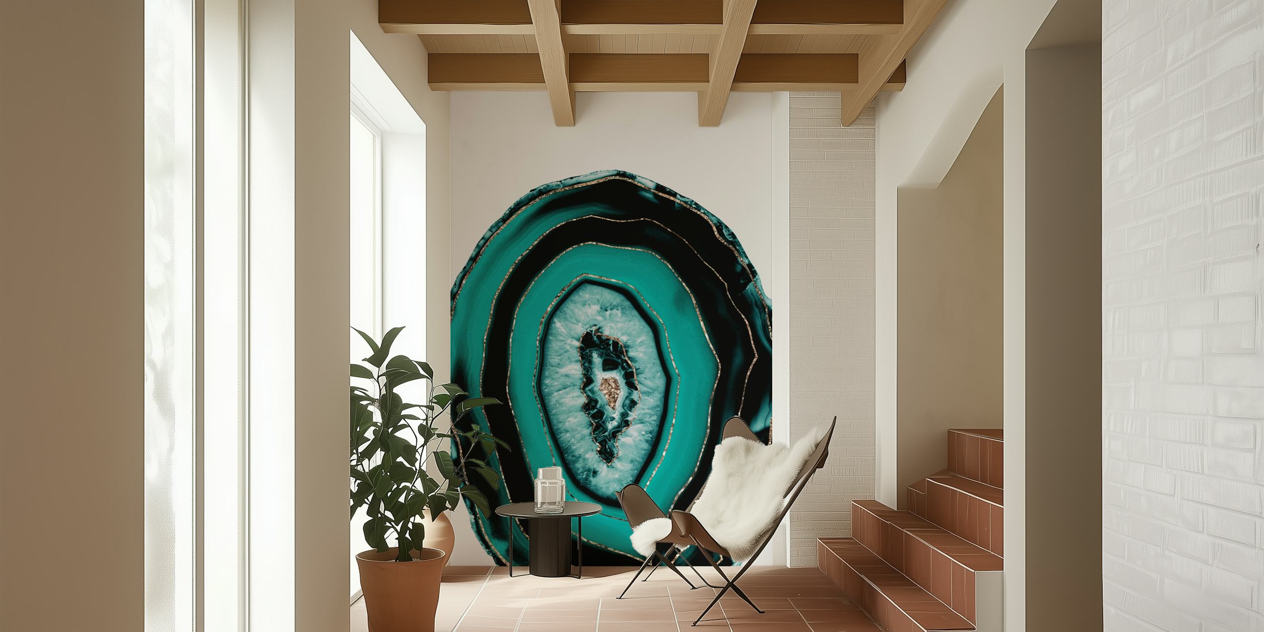 Teal Agate Gold Glitter tapeta u sobi
