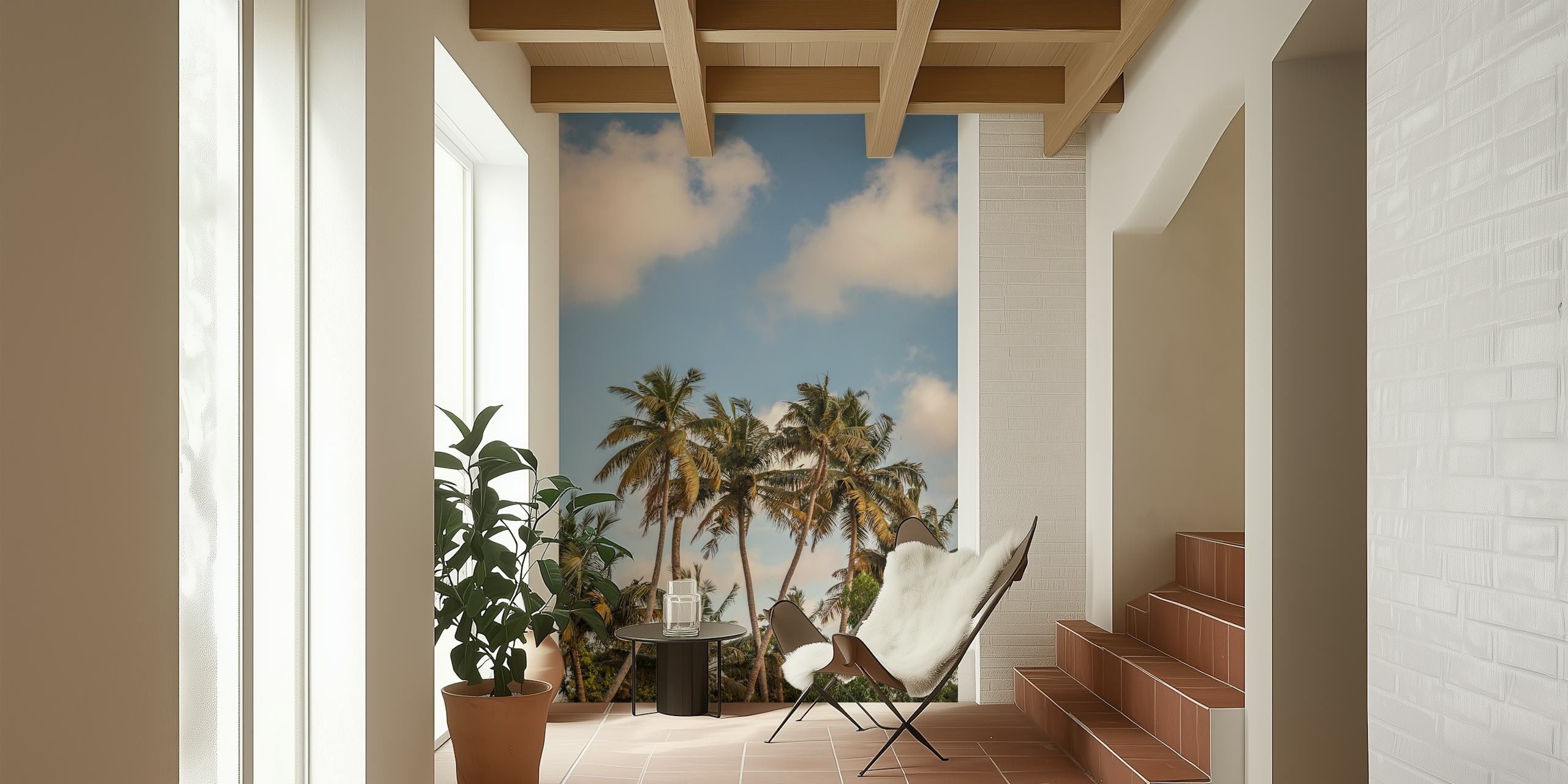 Papel de parede Tropical Island mostrando palmeiras
