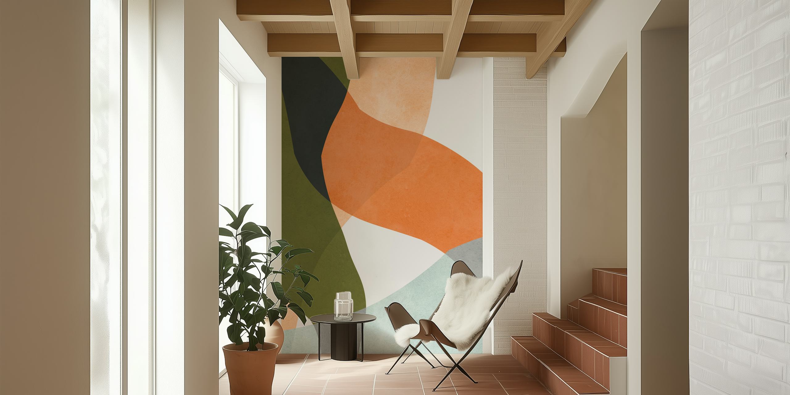 Papel pintado Expressive boho en una habitación moderna