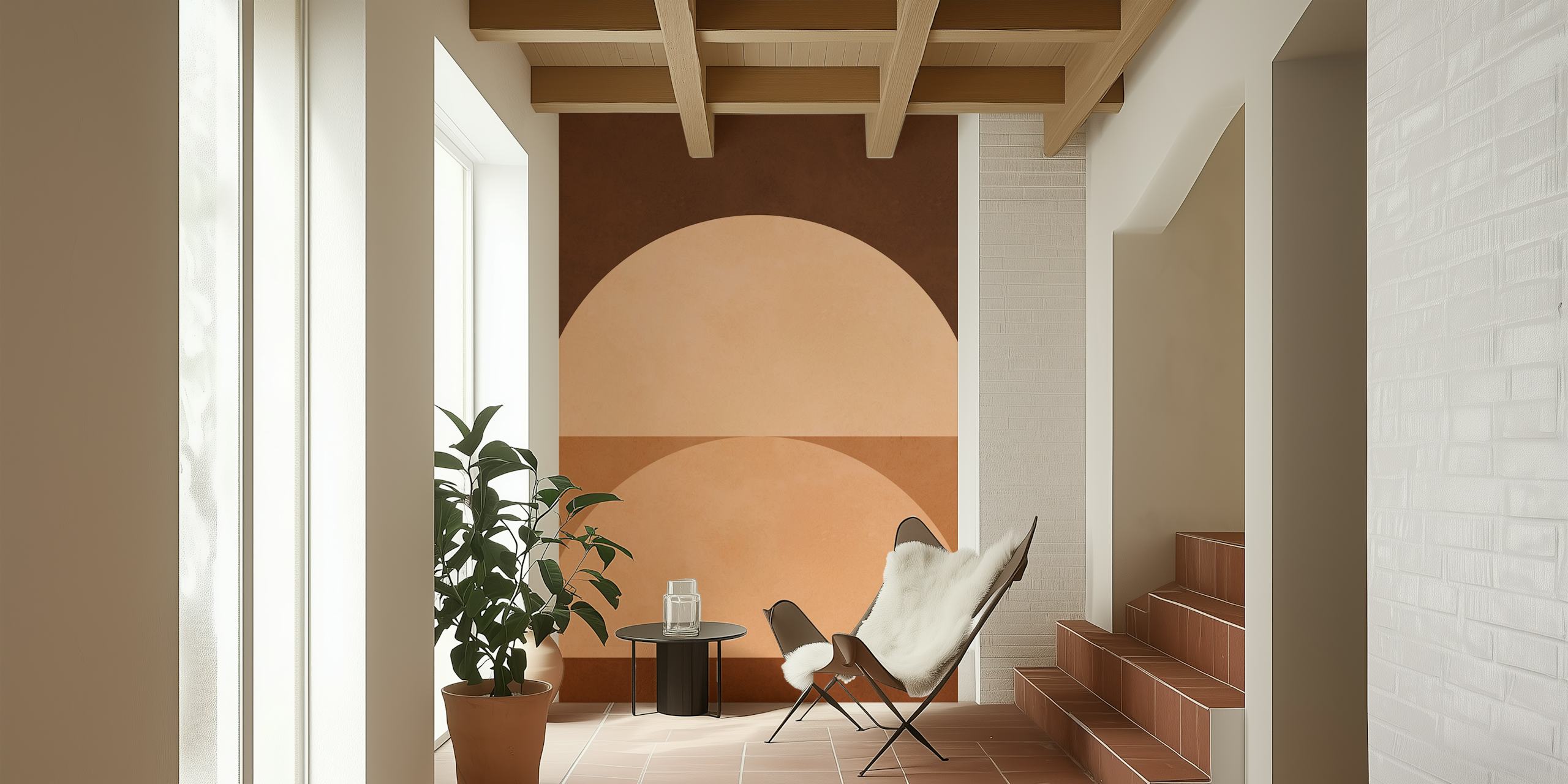 Tribal shapes 16 wallpaper in a room