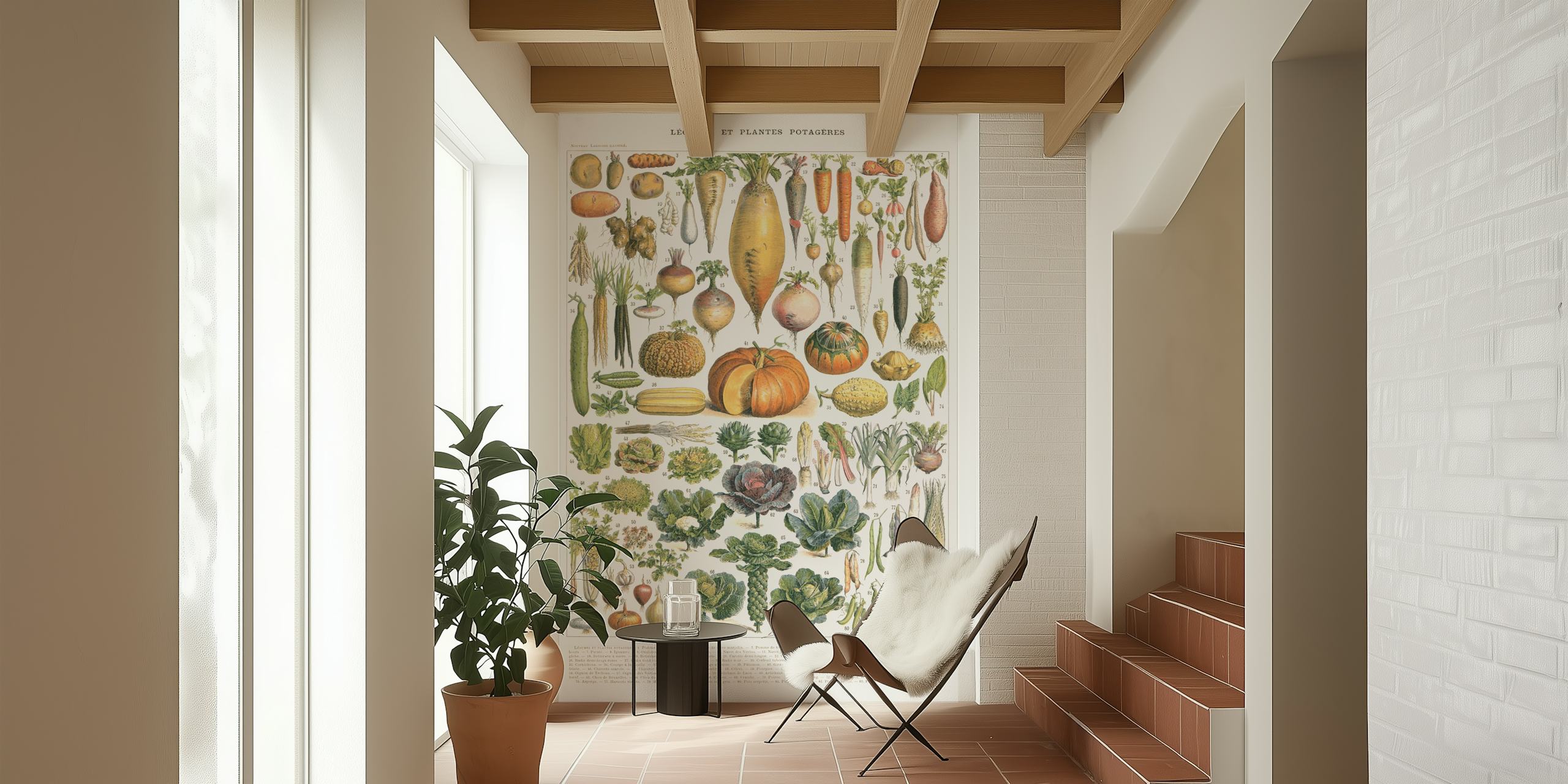 vintage βοτανική Vegetable encyclopedia ταπετσαρία