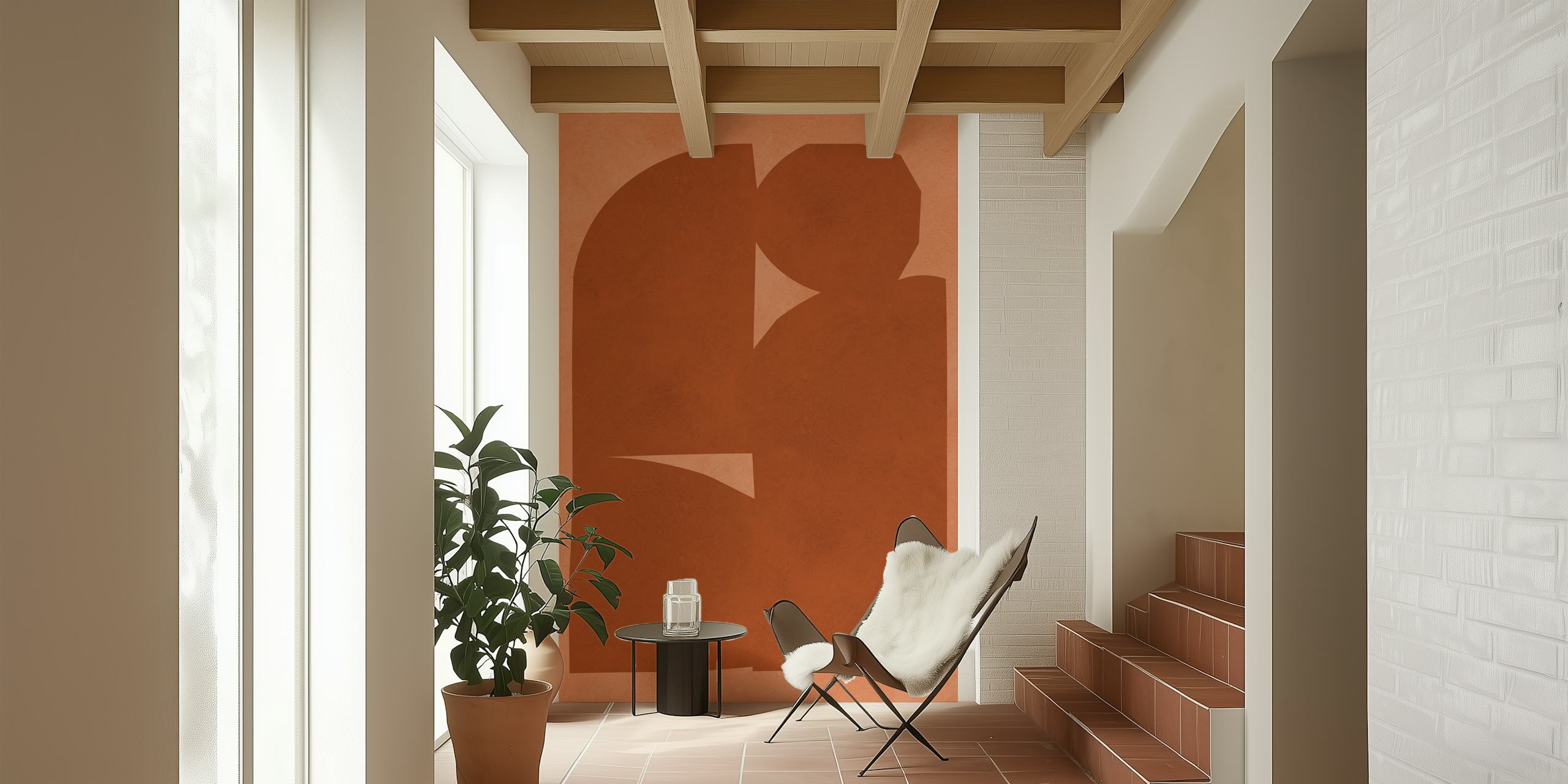 Fotomural en tonos tierra de estilo tribal abstracto