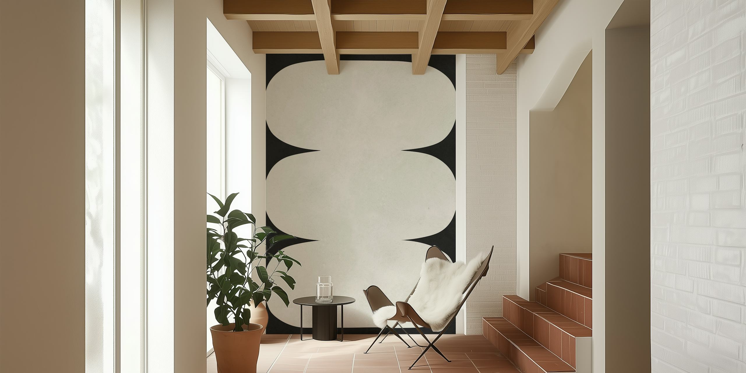 Tribal shapes 26 wallpaper weergegeven in een kamer