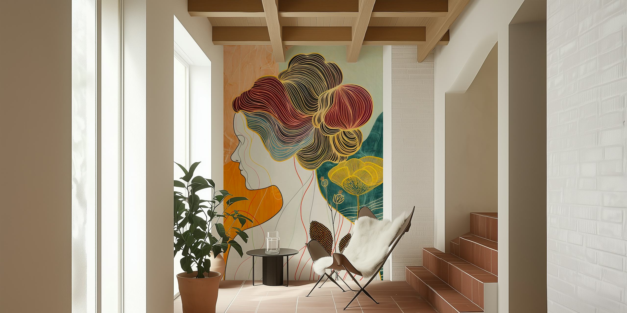 Contours of Woman 7 behang in kamerinrichting